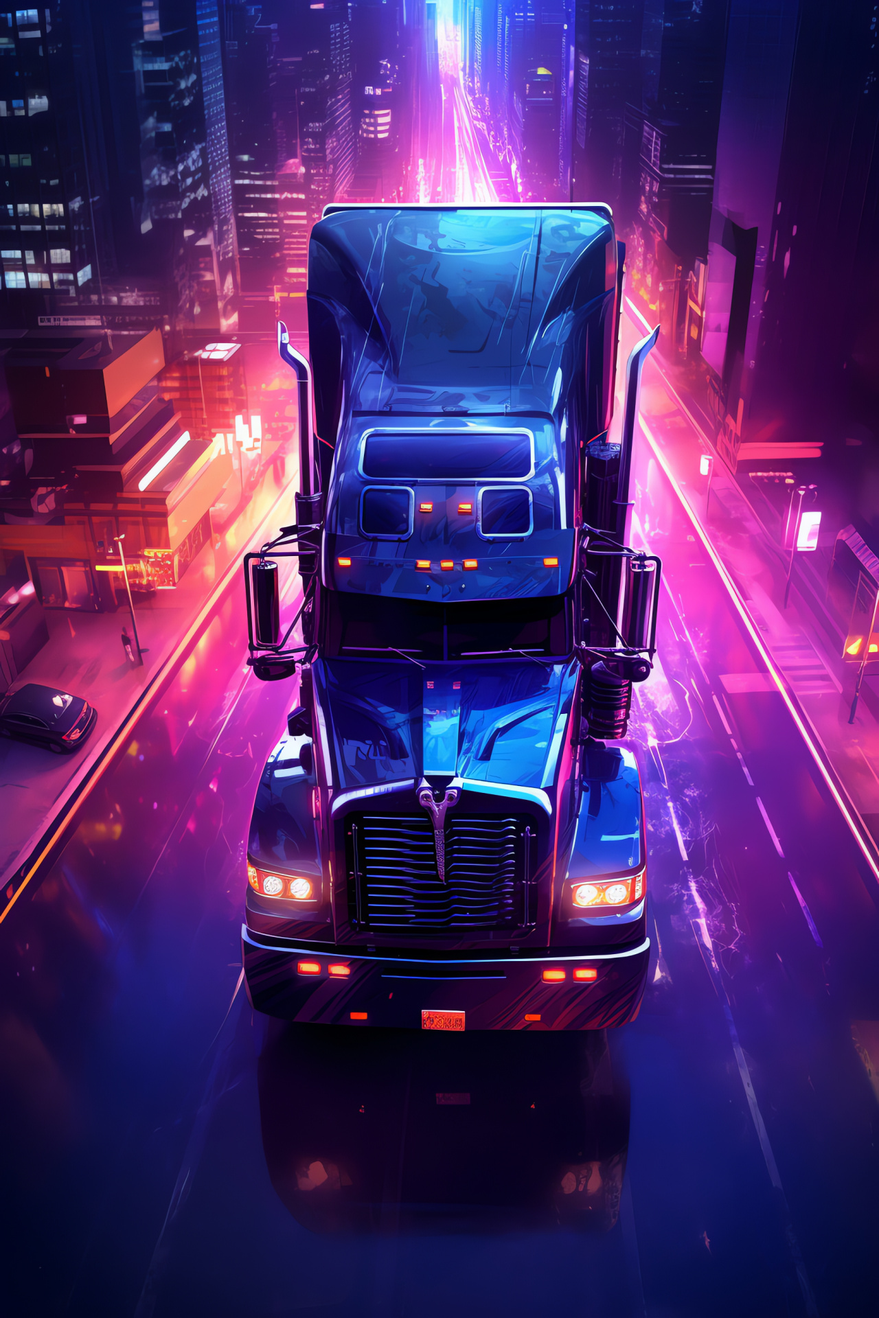 Robust truck design, Coronado model, urban dystopia, skyline glimpse, electrified avenues, HD Phone Wallpaper