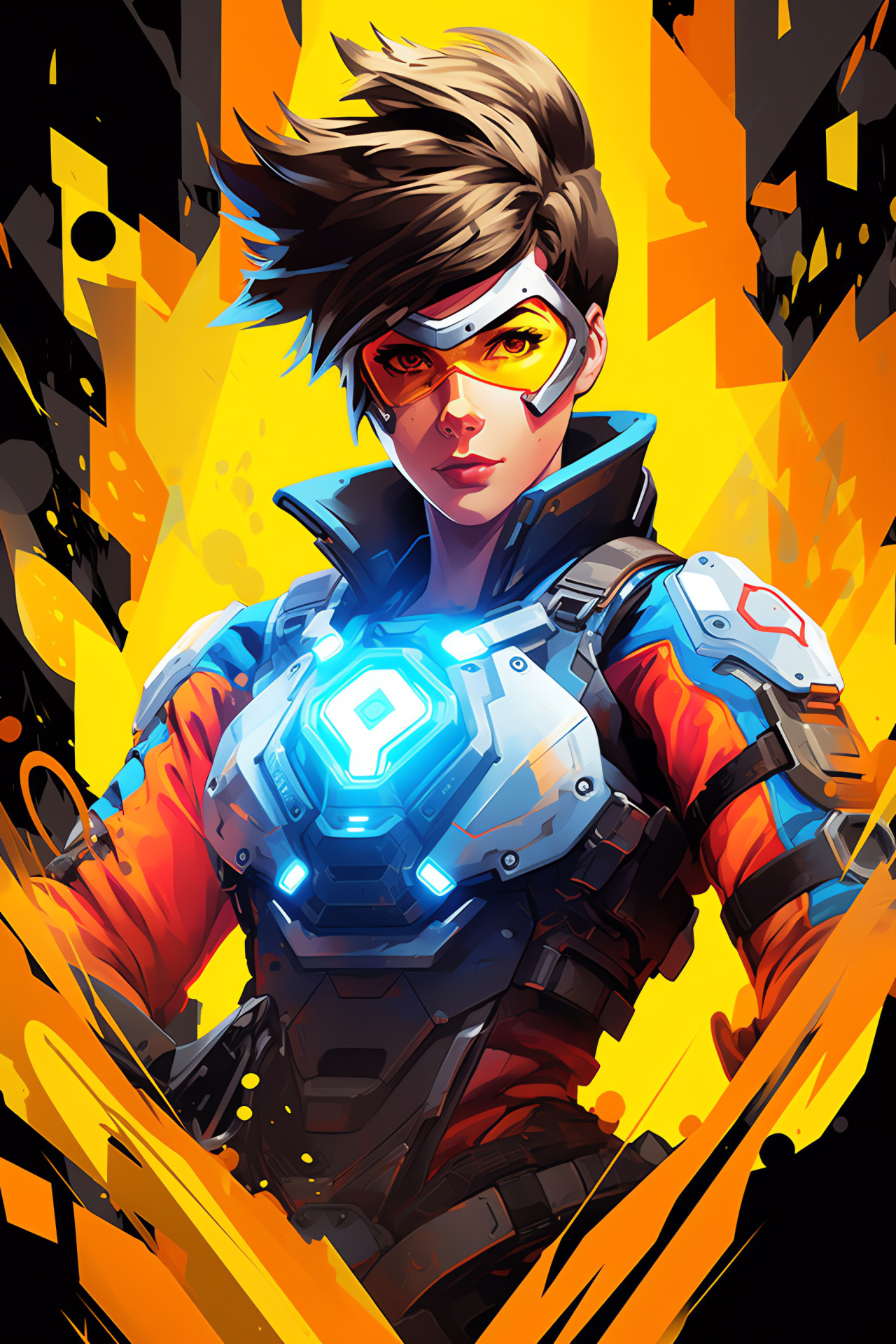 Overwatch explorer, Brave game avatar, Vivid backdrop, Fictional protagonist, Gaming sphere, HD Phone Wallpaper