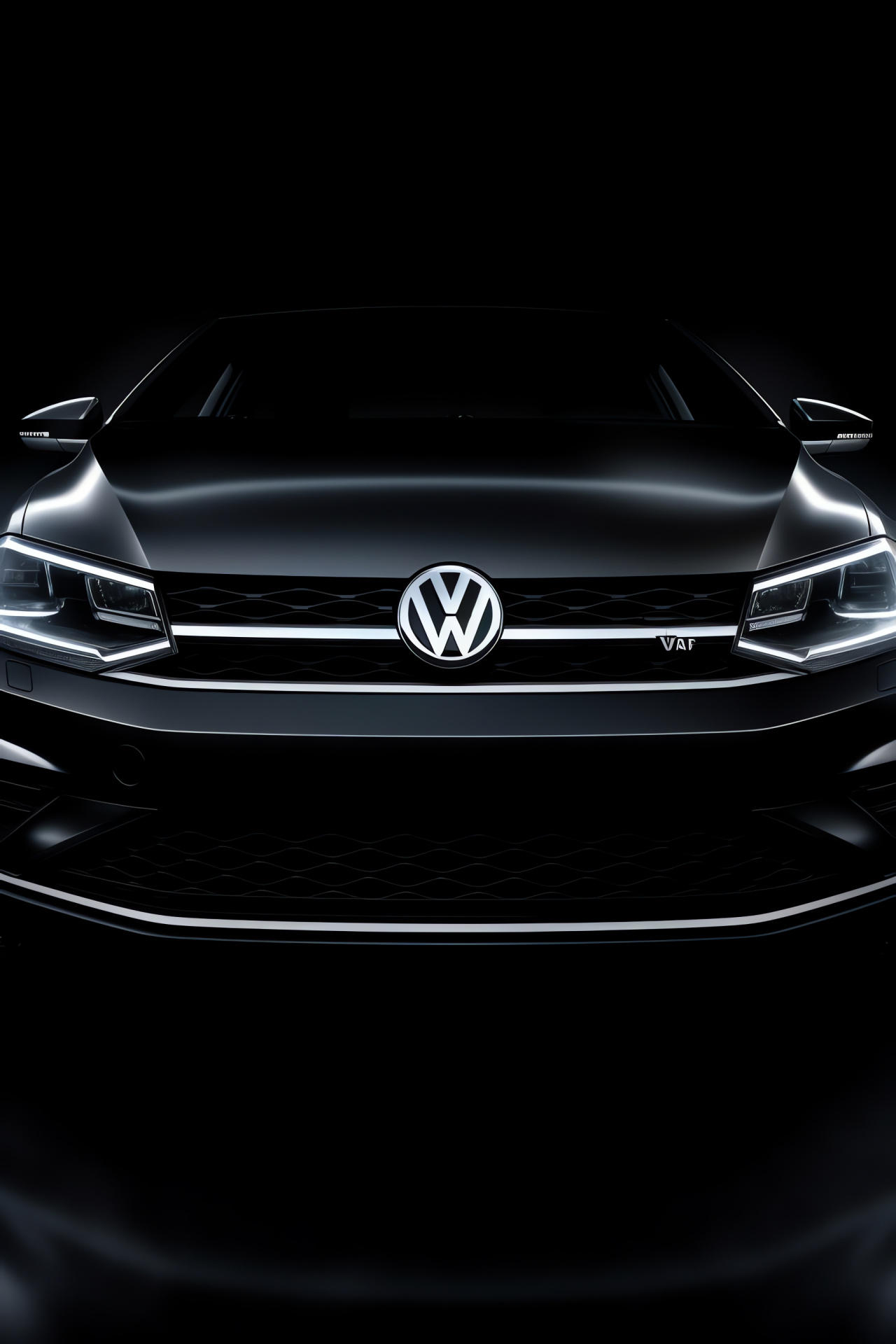 Volkswagen monogram, Elevated angle, Monochromatic backdrop, Car manufacturer, Simple elegance, HD Phone Image