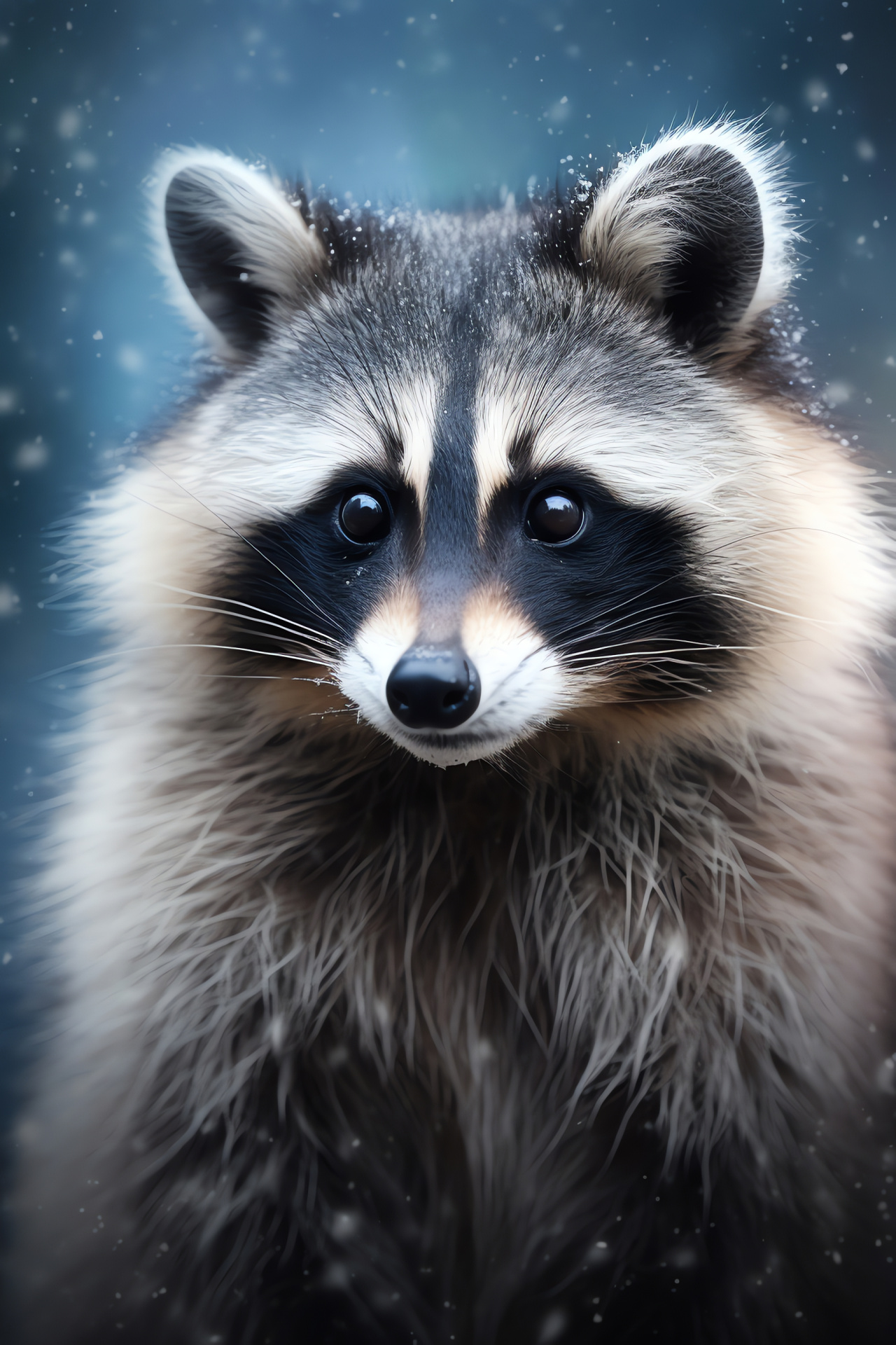 Raccoon in repose, Black-gray palette, Tranquil face, Tri-hued background, Garbage panda, HD Phone Wallpaper