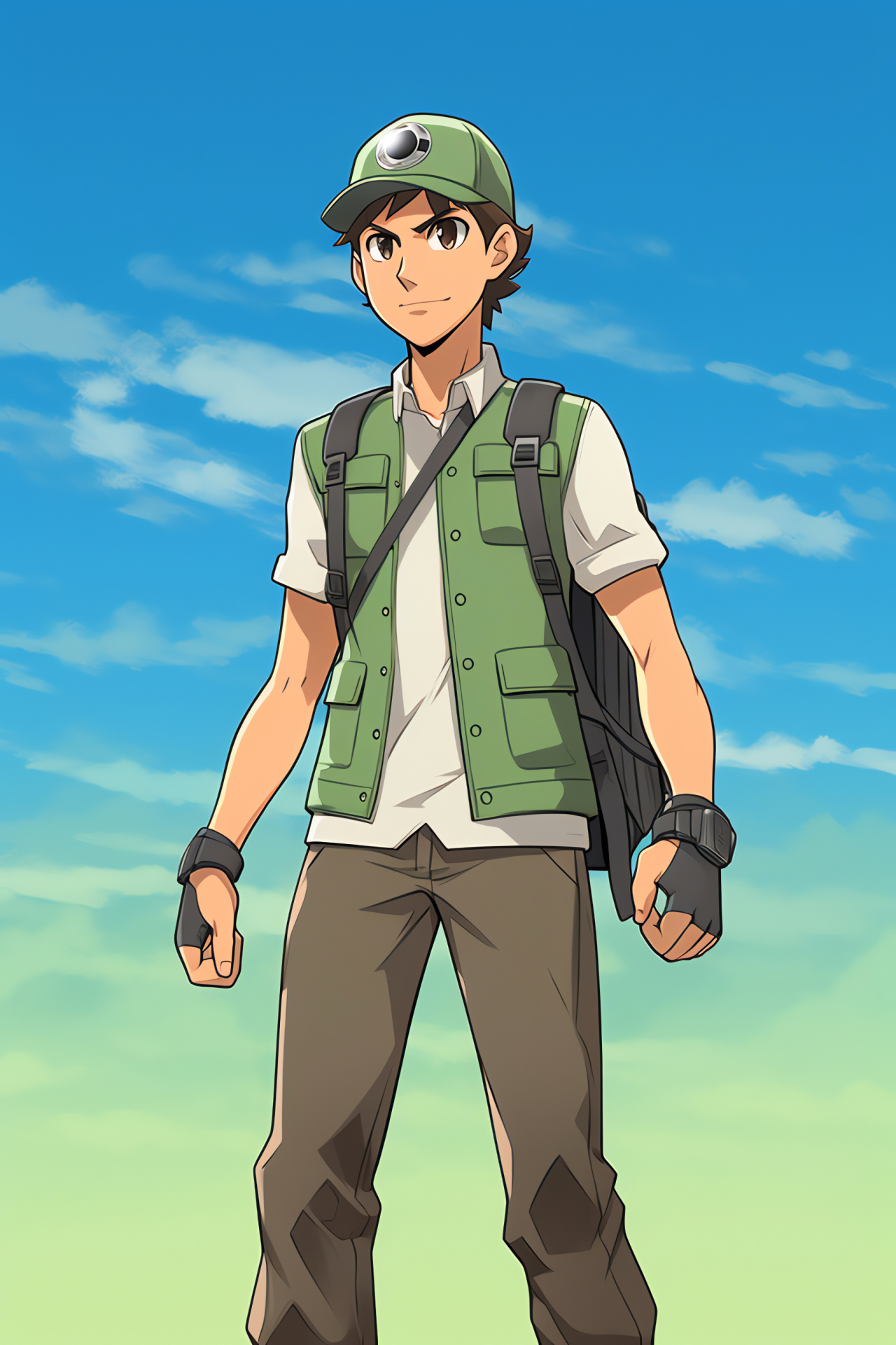 Gary Oak, main character's rival, Professor Oak's grandson, adventurous spirit, styled brown hair, HD Phone Image