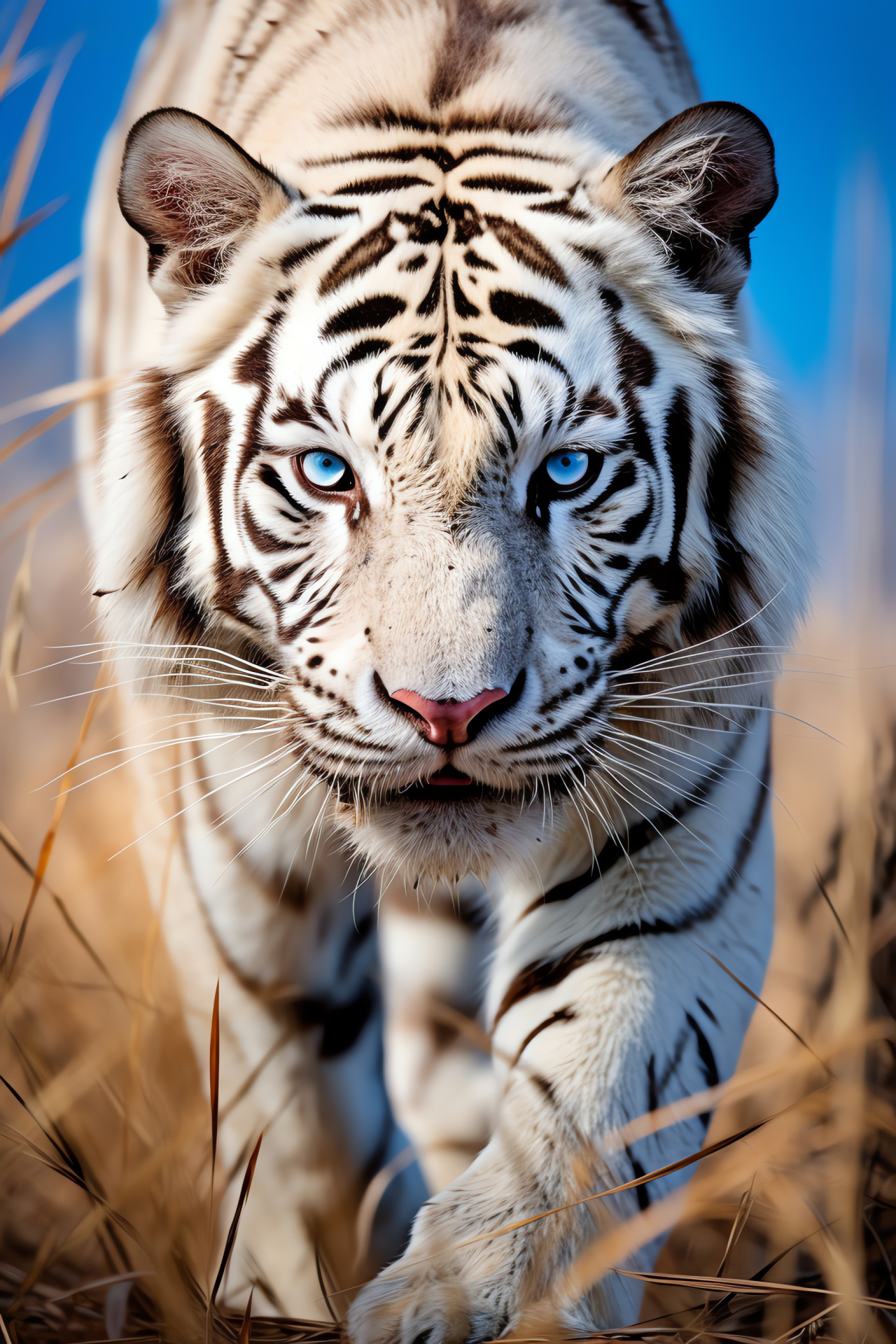 White Tiger, Big cat predator, Majestic species, Carnivorous creature, Tigris fauna, HD Phone Image