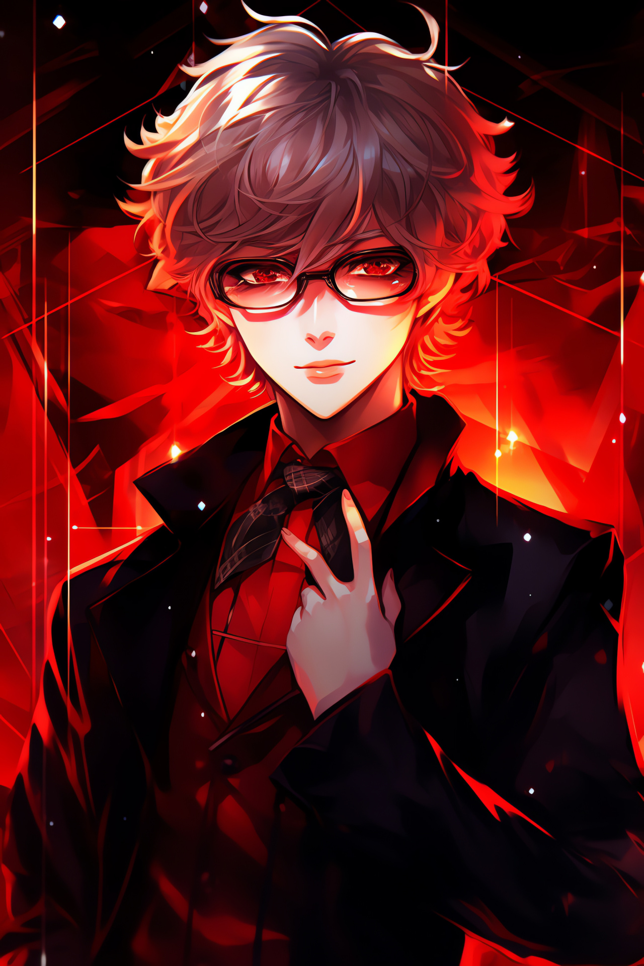 Mystic Messenger character, Ray's turmoil, Black hairstyle, Gold iris, Intense emotion, HD Phone Image