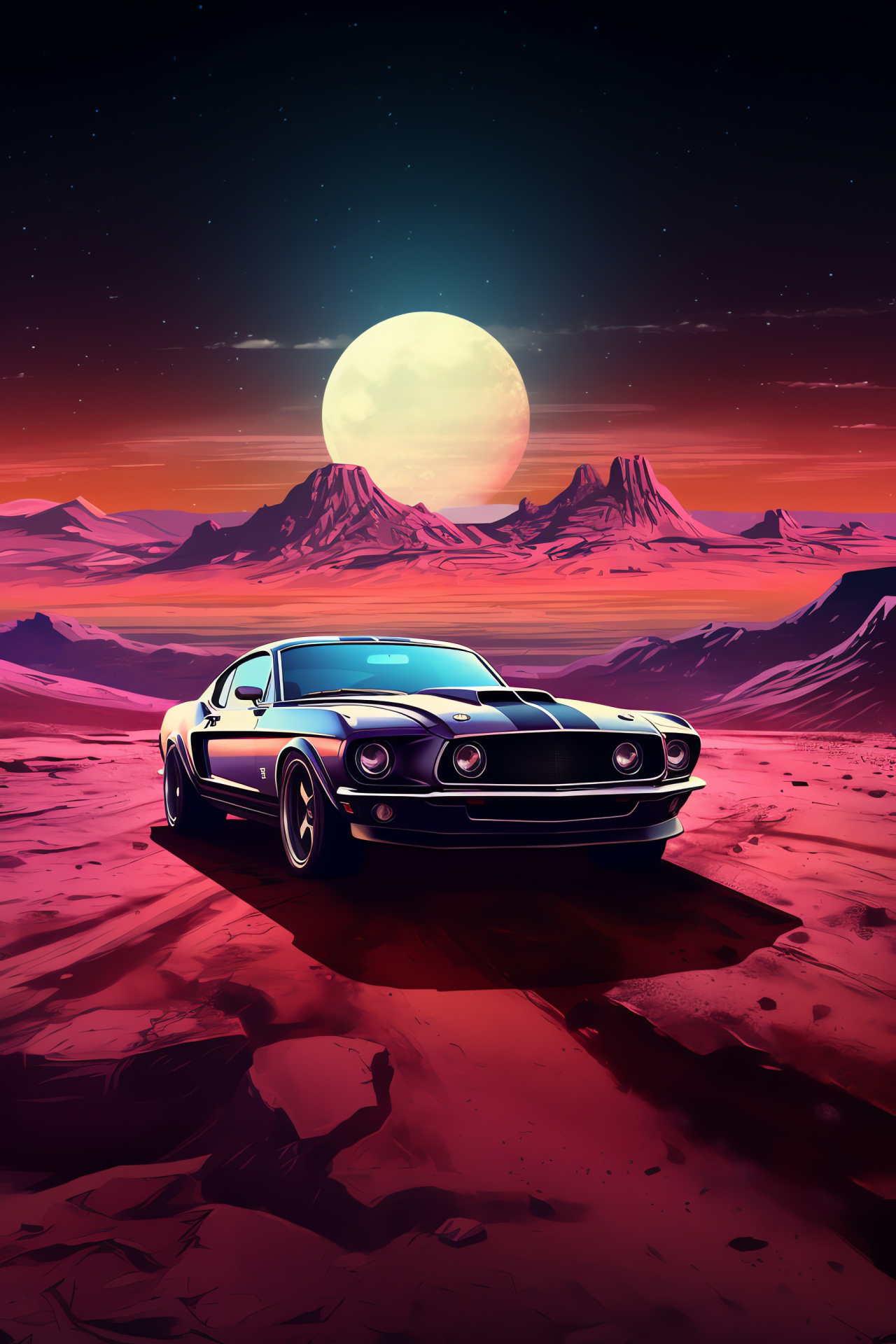 Mustang auto exhibit, Extraterrestrial terrain imagination, Landscape discovery theme, HD Phone Wallpaper