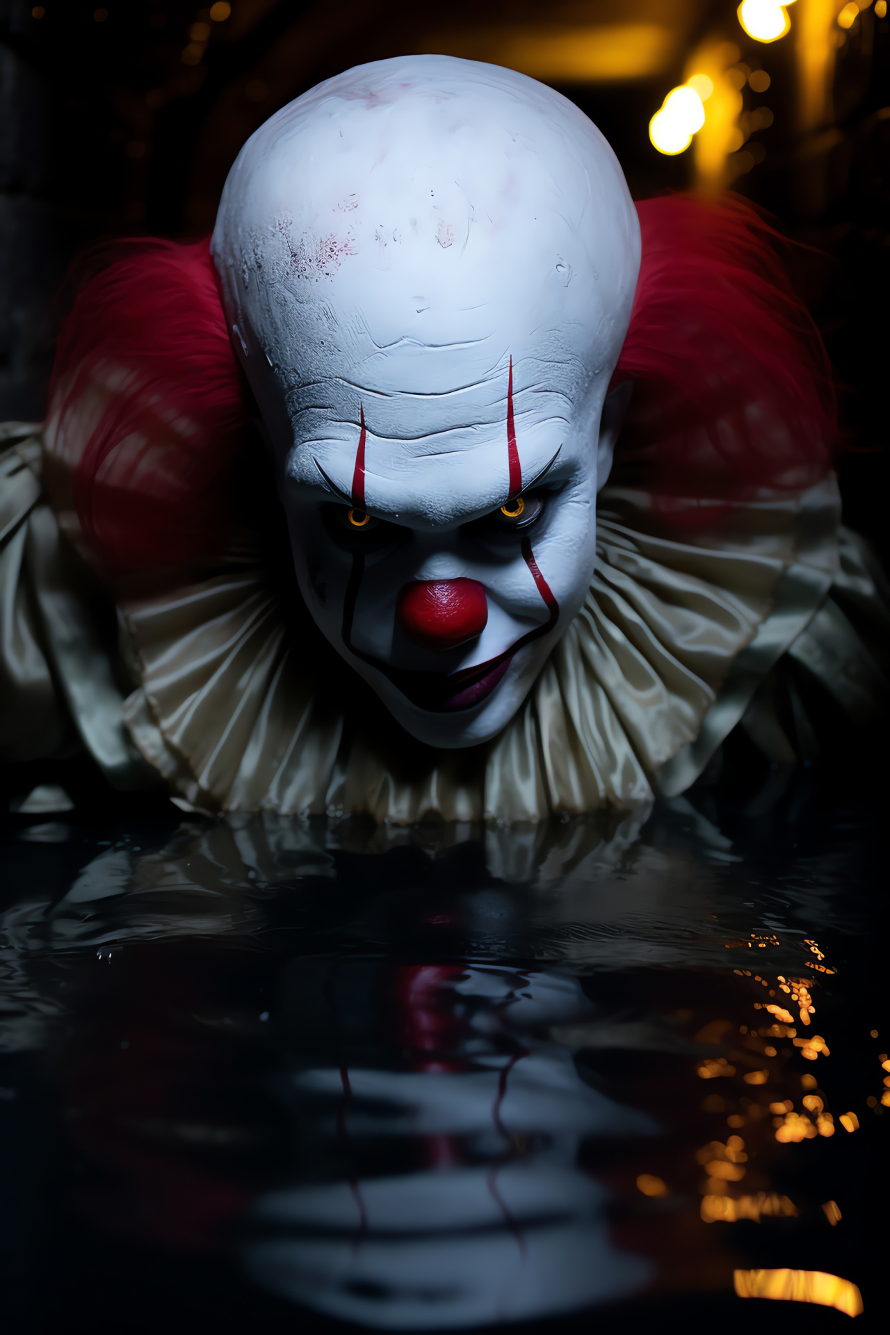 Pennywise presence, subterranean haunt, enveloping darkness, horror character, menacing smile, HD Phone Wallpaper