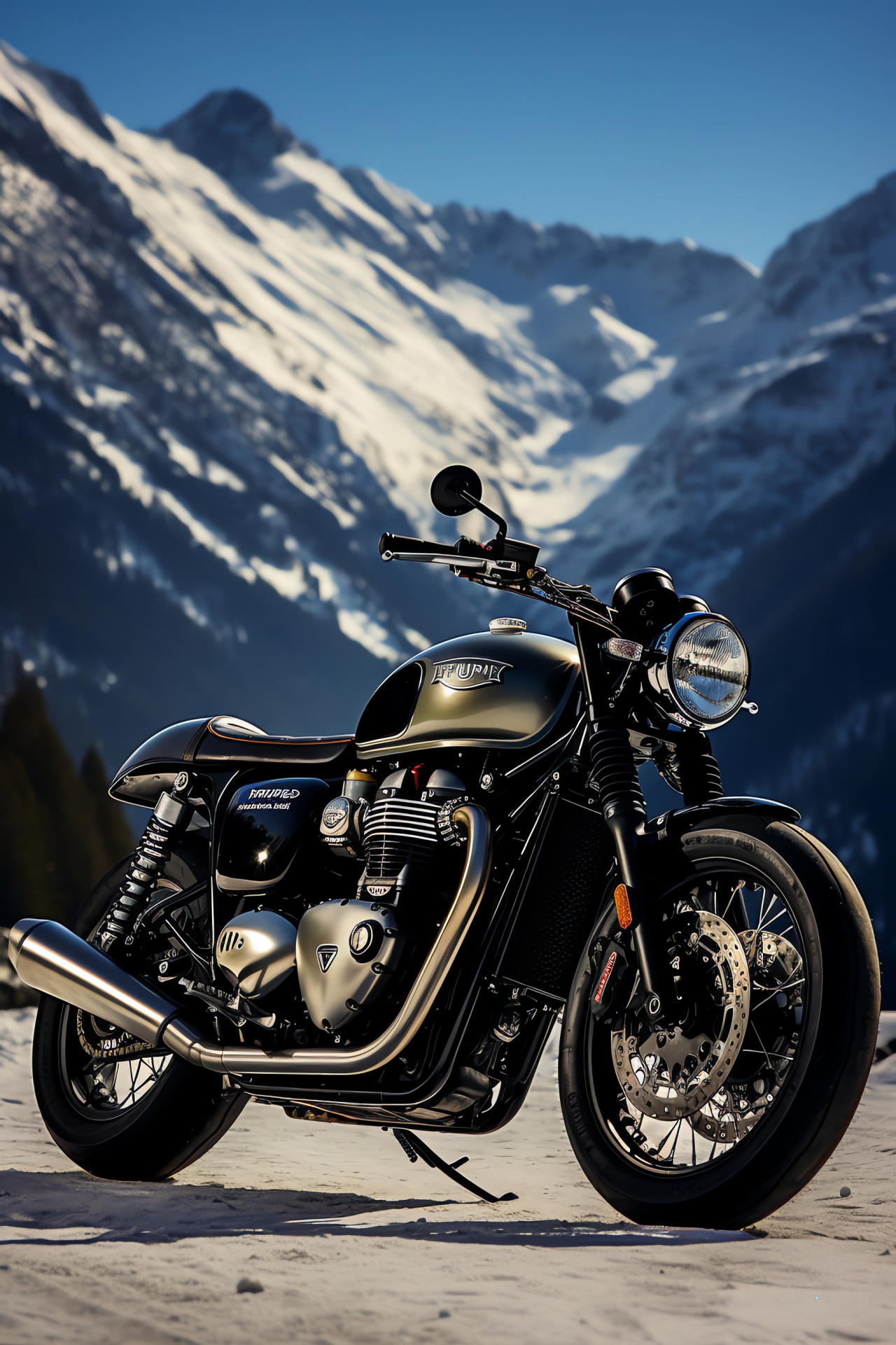 Triumph Bonneville Thruxton R, Swiss Alps touring, Cafe racer charm, Alpine roads, Mountainous adventure, HD Phone Image