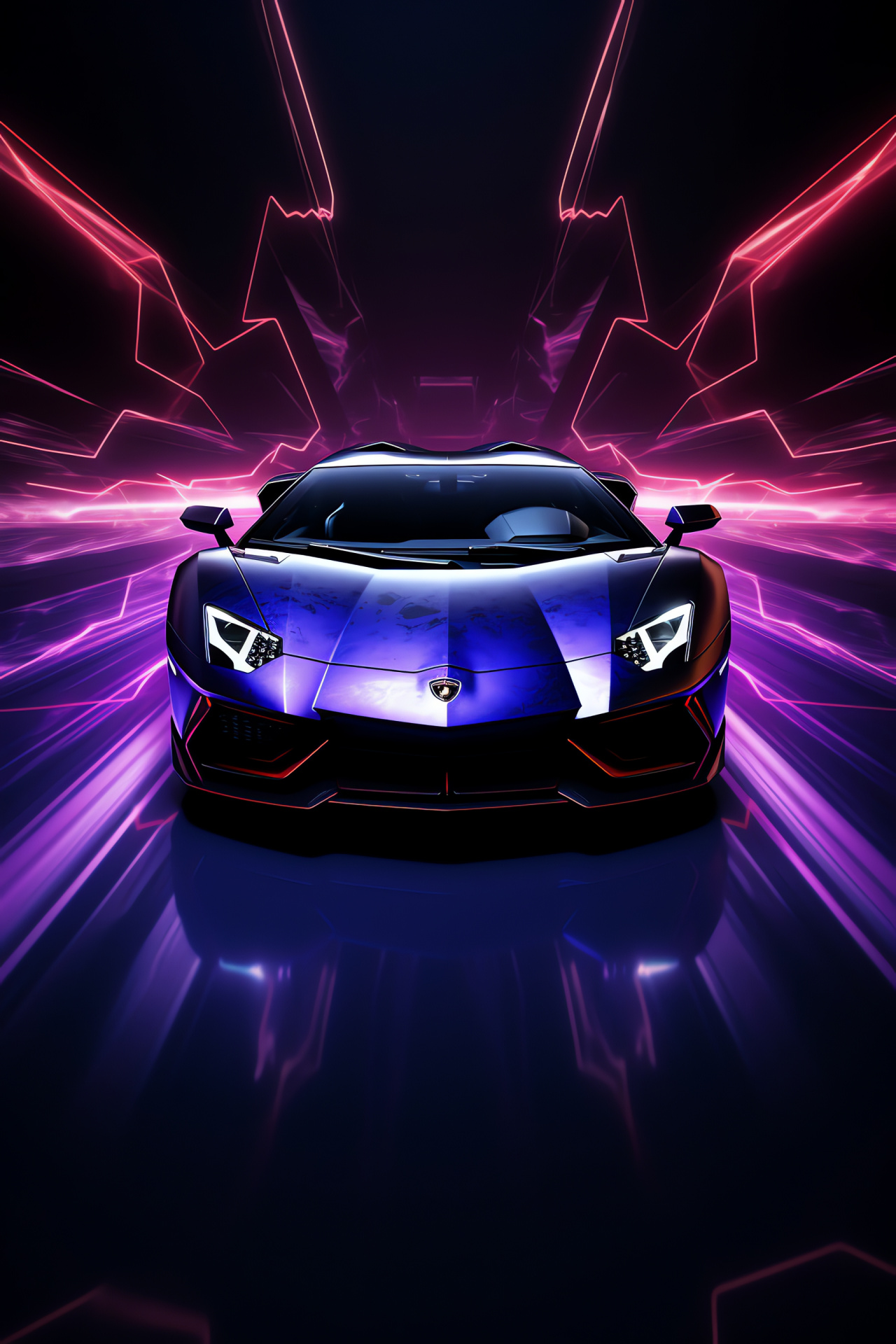 Lamborghini Aventador S Roadster, Purple illumination, Night drive style, Open-air experience, Lamborghini design, HD Phone Wallpaper