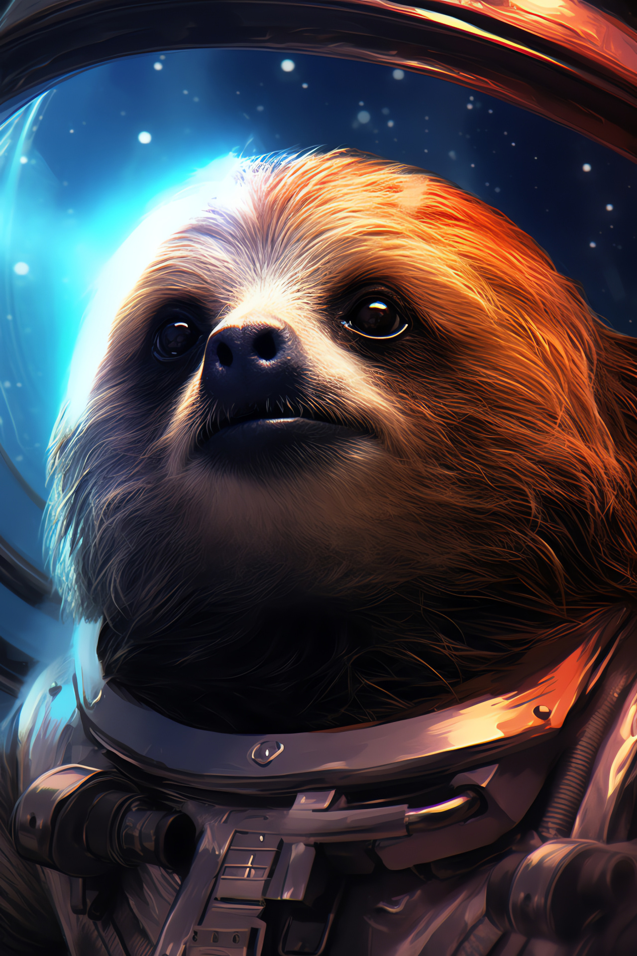 Astronaut sloth, space adventure, intergalactic travel, space-themed imagery, extraordinary animal, HD Phone Wallpaper