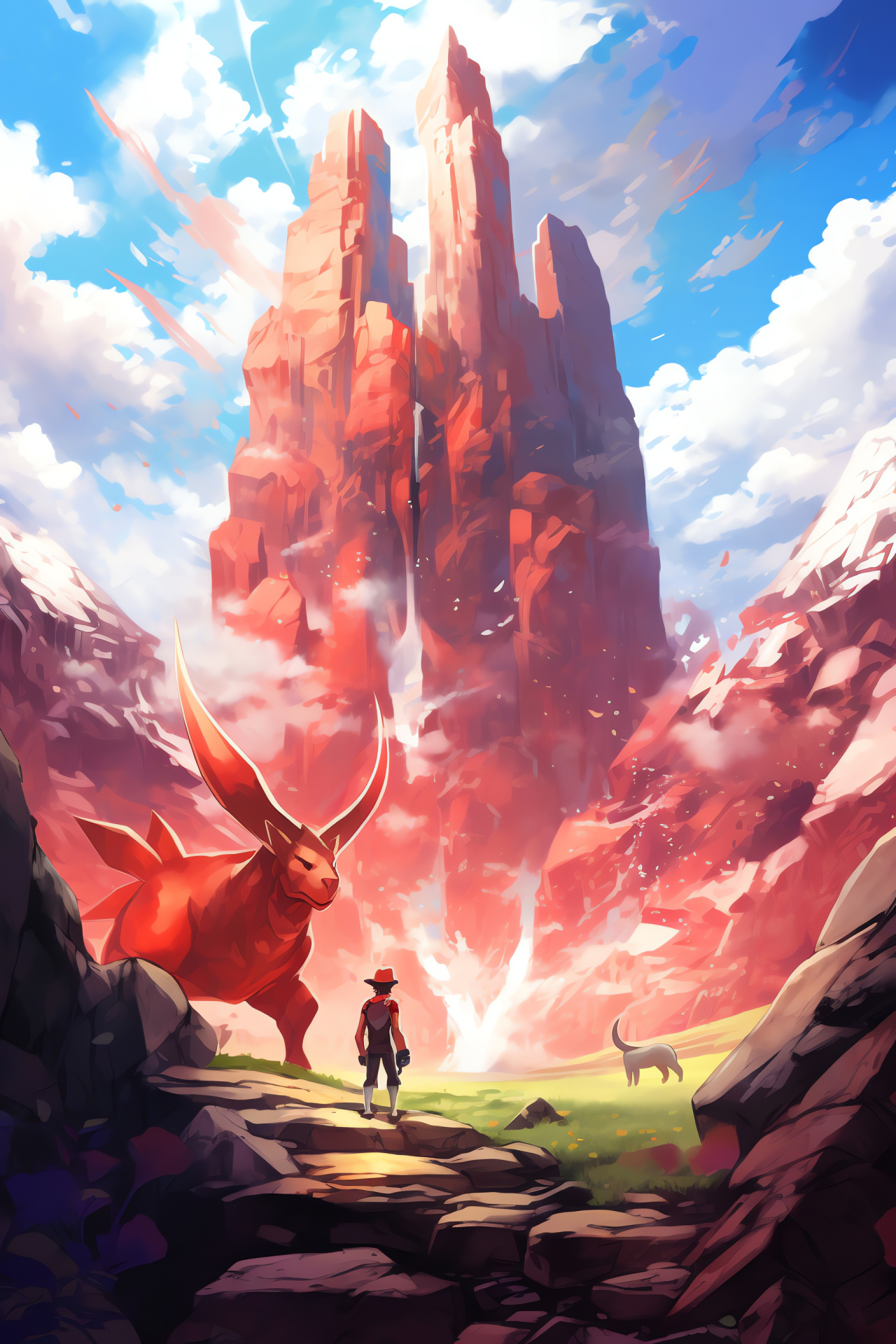 Pokemon White scene, Chilling summit, Digital adventure, Ground-Steel species, Rugged landscape, HD Phone Wallpaper