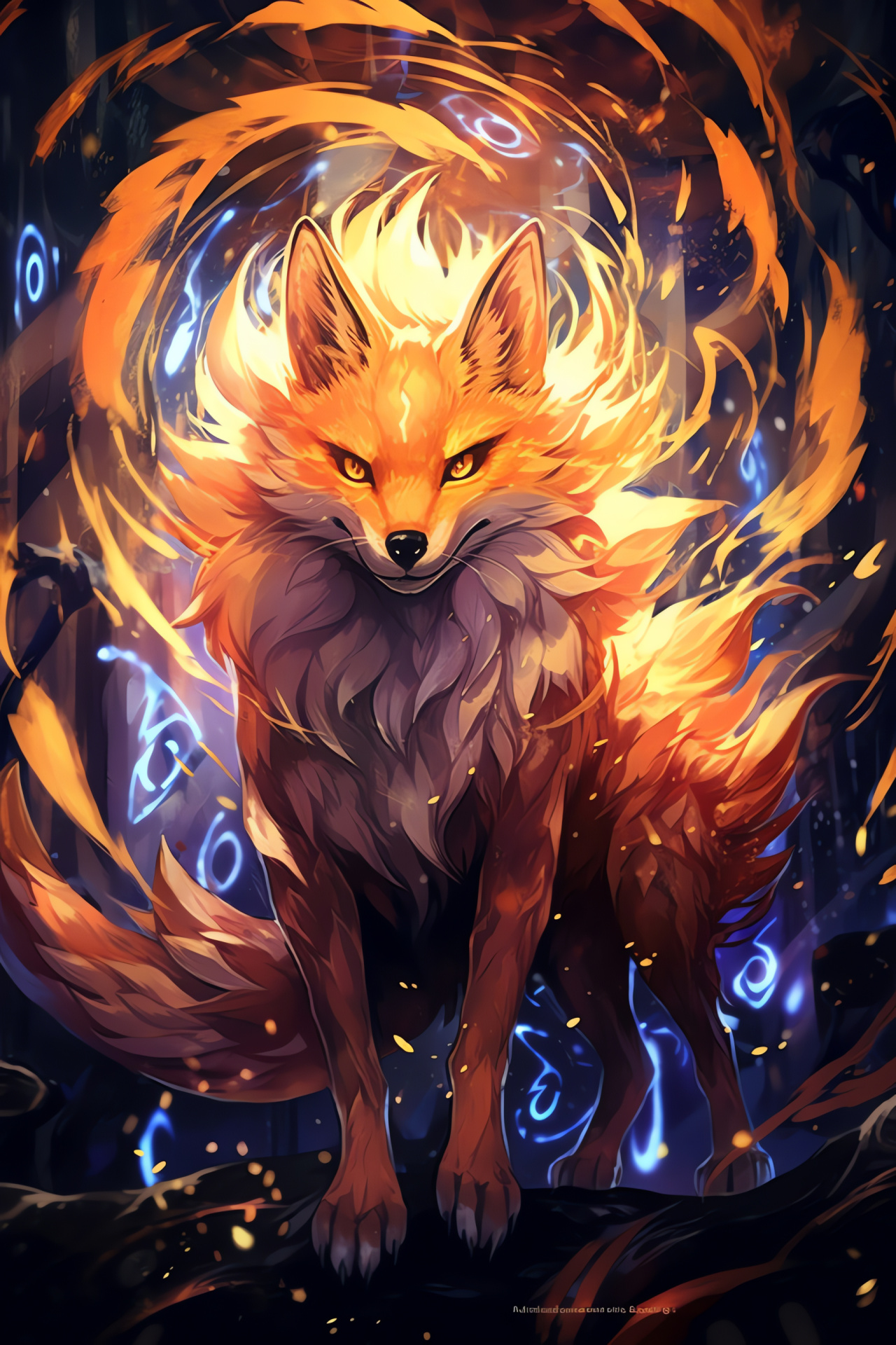 Naruto character, feral spirit, bestial eyes, fiery aura, energy spirals, HD Phone Wallpaper