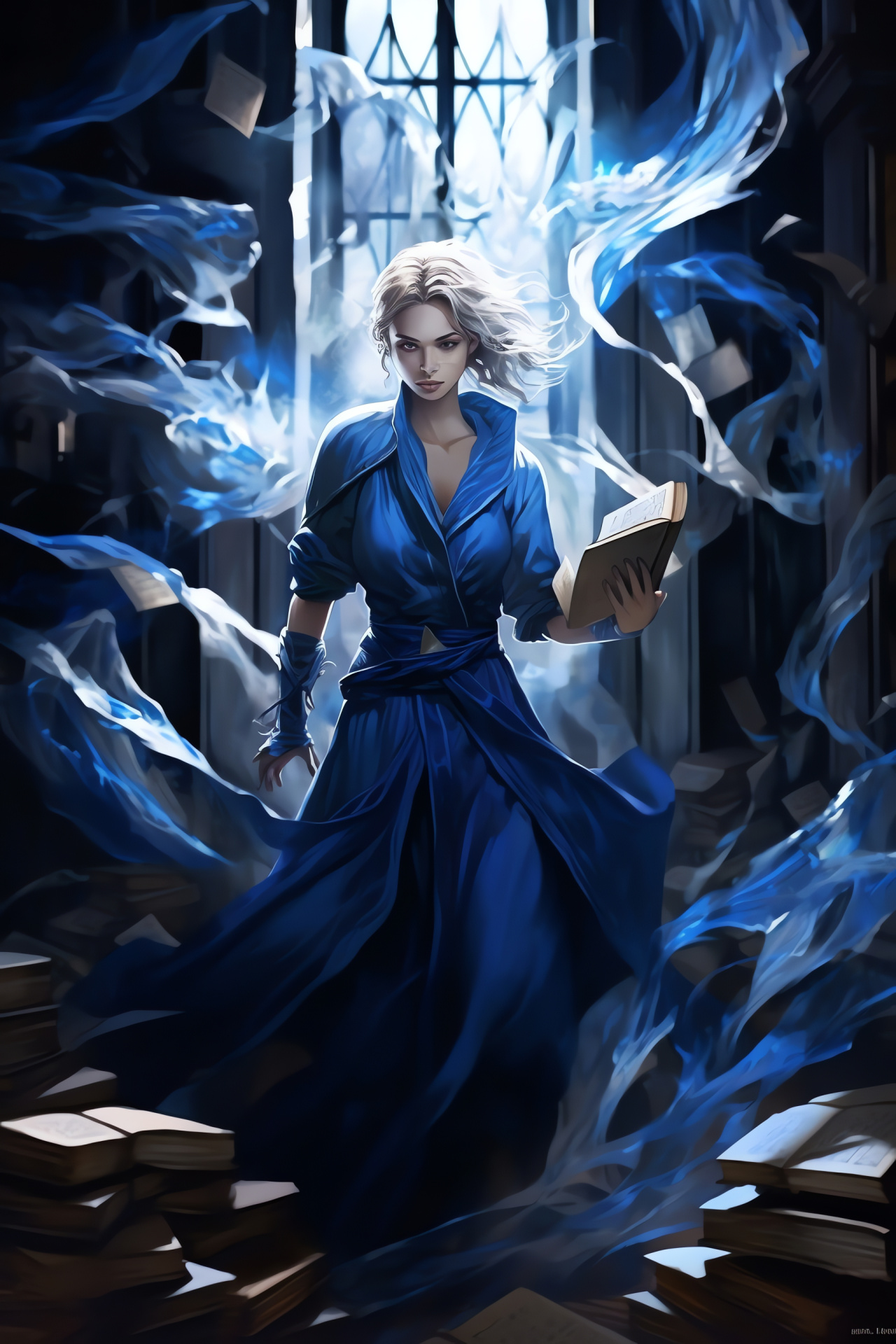 Clever Ravenclaw pupil, Hogwarts castle puzzle, Secretive school section, Cobalt silver attire, House of wisdom, HD Phone Image