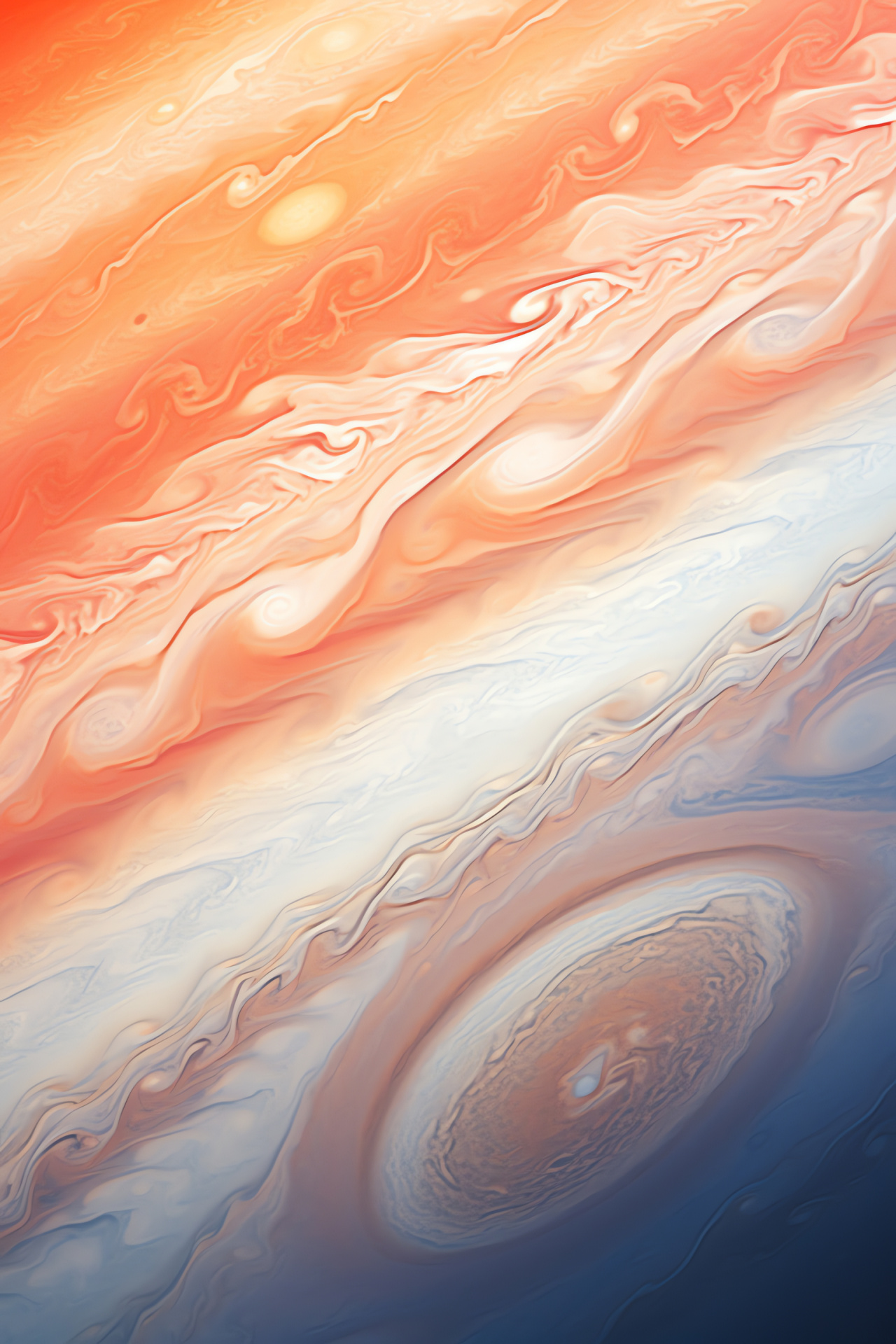 Jupiter's Atmosphere, Swirling Storms, Planetary Science, Gas Giant Details, Striking Visuals, HD Phone Wallpaper