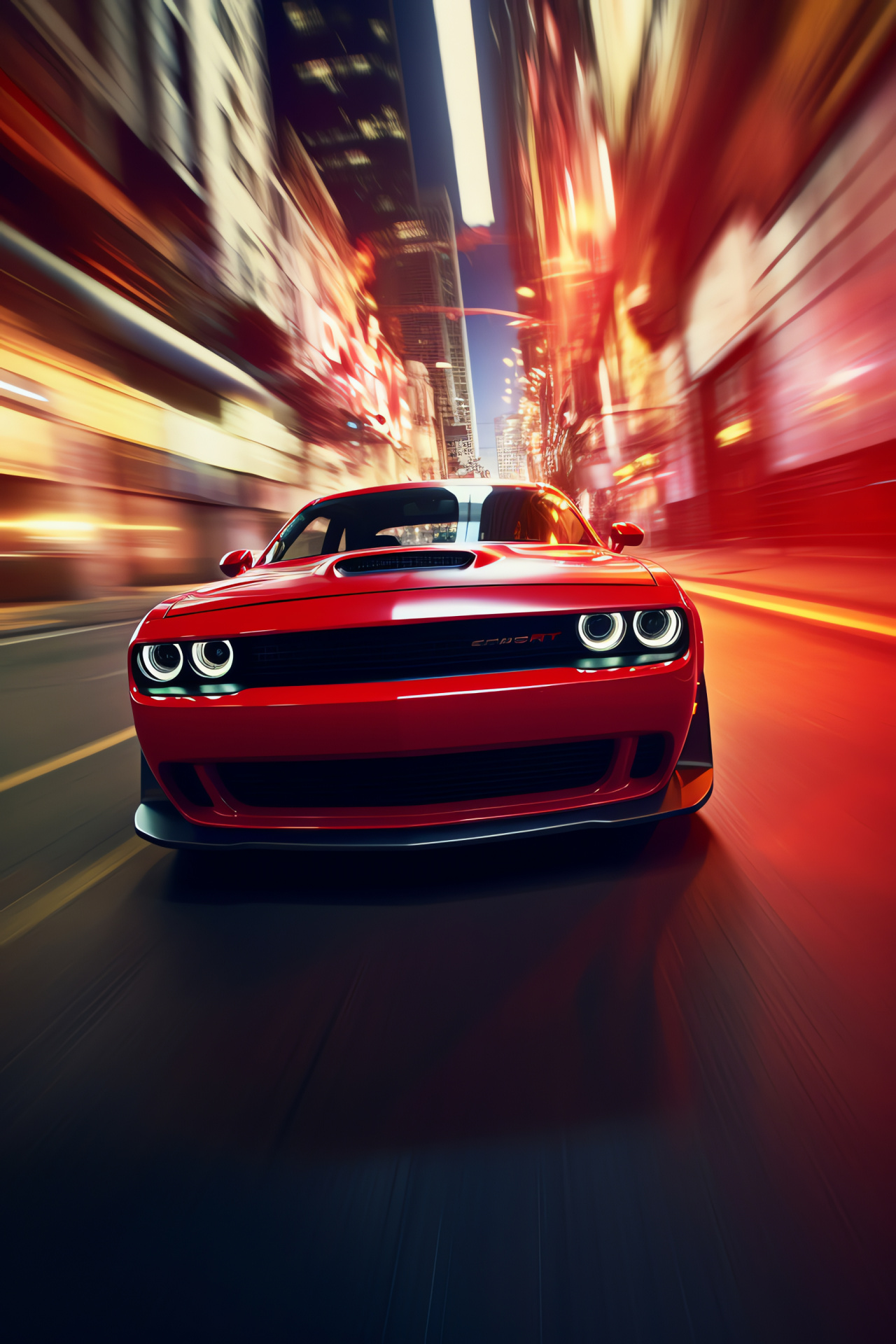 Dodge Challenger muscle, SRT Hellcat might, Powerful auto stance, Automotive excellence, Racing enthusiasts' choice, HD Phone Wallpaper