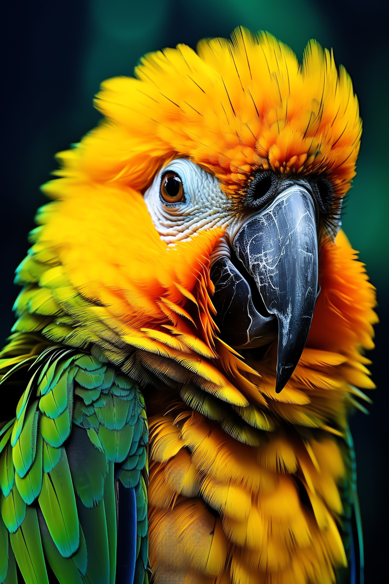 Parrot, Vibrant feathered friend, Yellow and green bird, Pure solid backdrop, Tropical avian, HD Phone Image