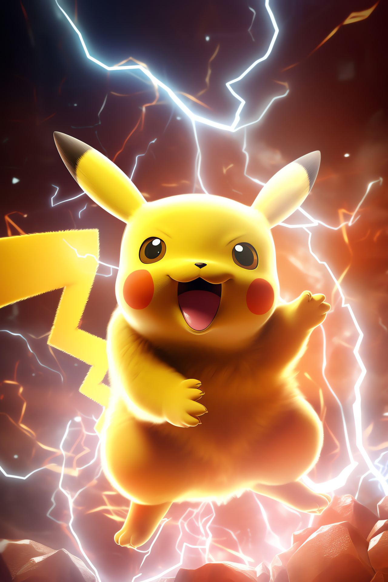 Electric type Pikachu, Anime fame, Joyous visage, Striking black tips, Pokmon mascot, HD Phone Image