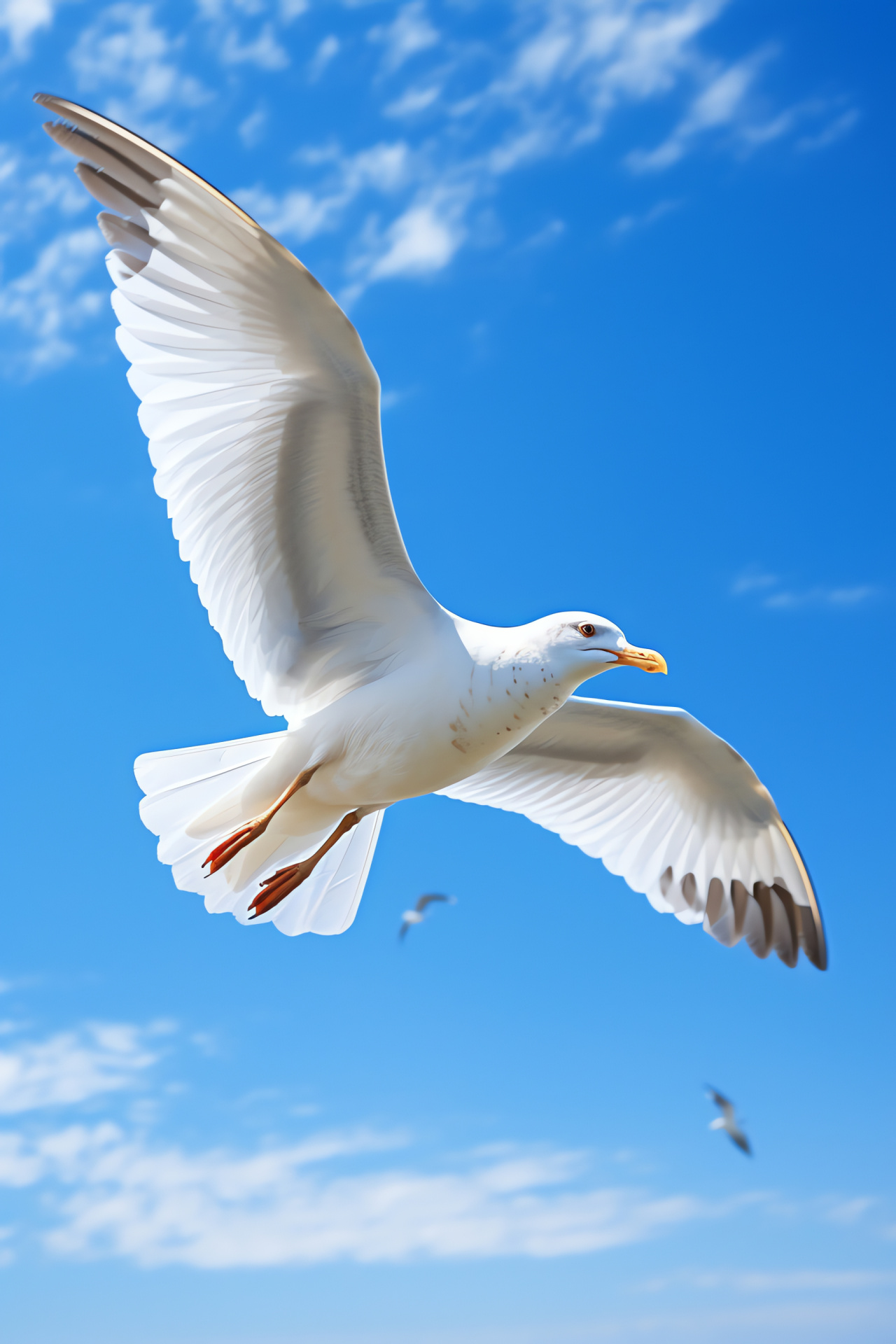 Seagull, Skies, Tranquility, Freedom, Blue and white, HD Phone Wallpaper