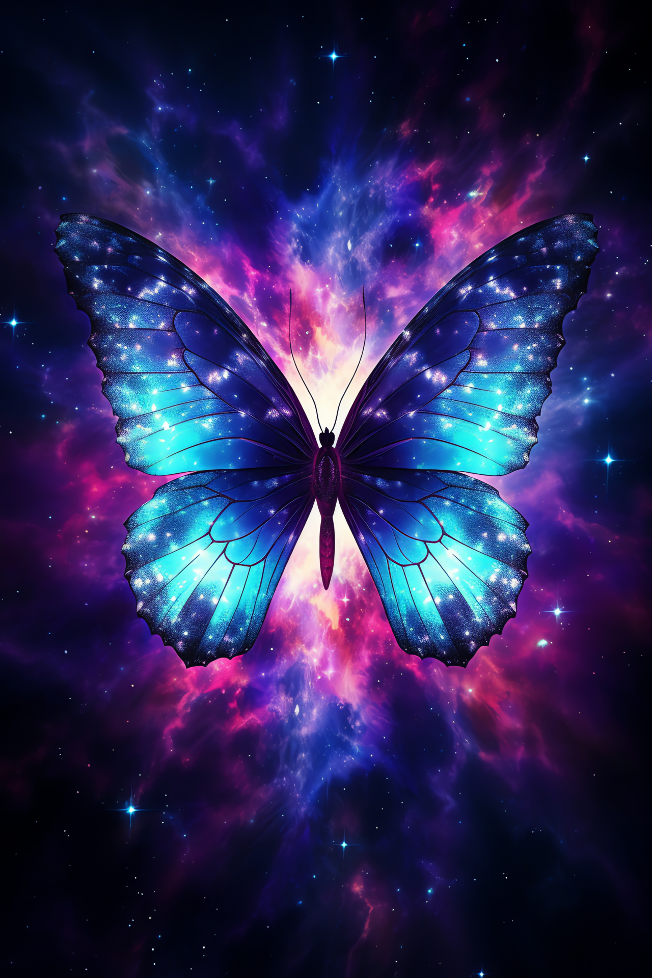 Butterfly Nebula wings, cosmic spectacle, interstellar blues, purples, nebular expanse, HD Phone Wallpaper