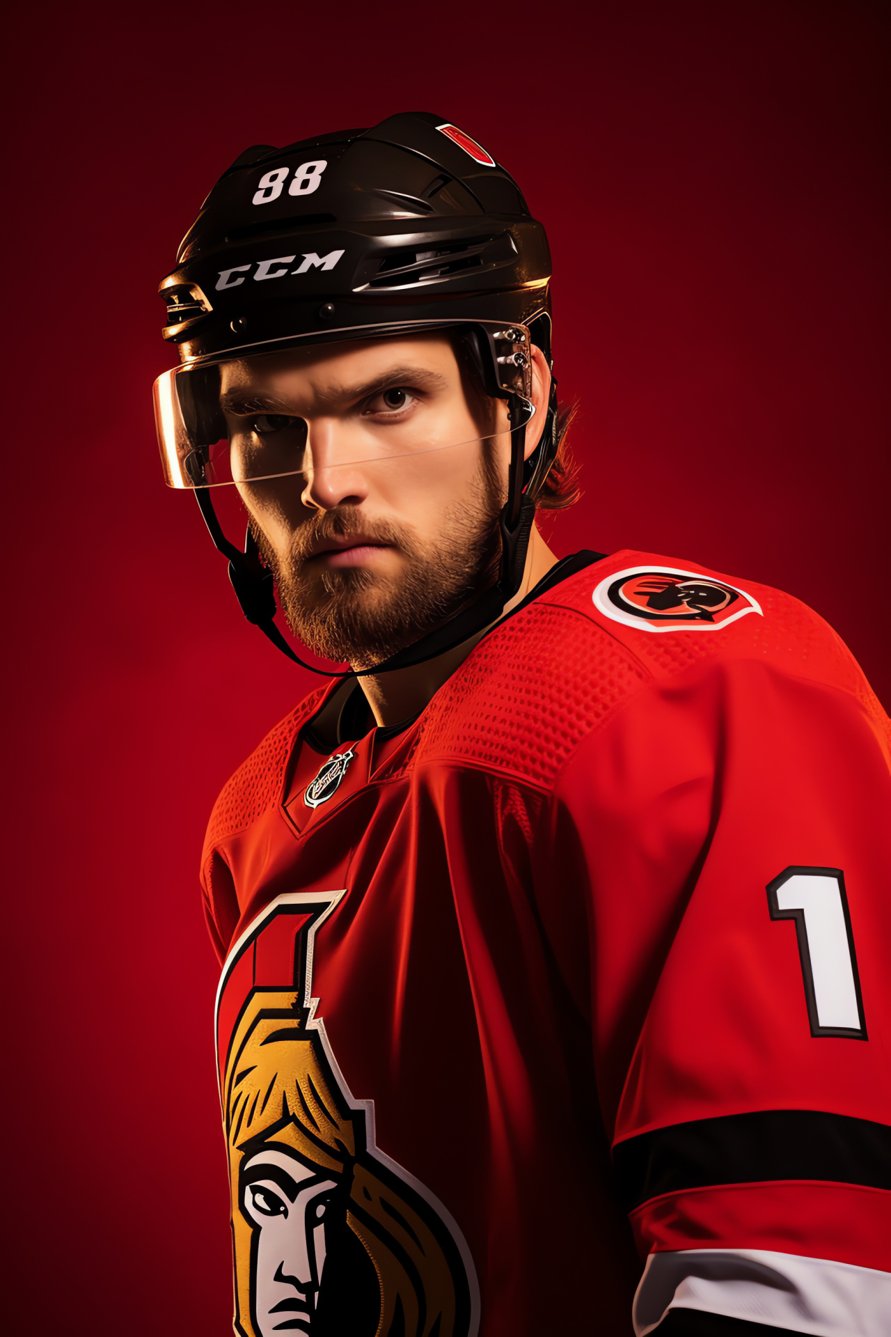 Ottawa Senators, team leader, NHL team uniform, hockey leadership, confident stance, HD Phone Image