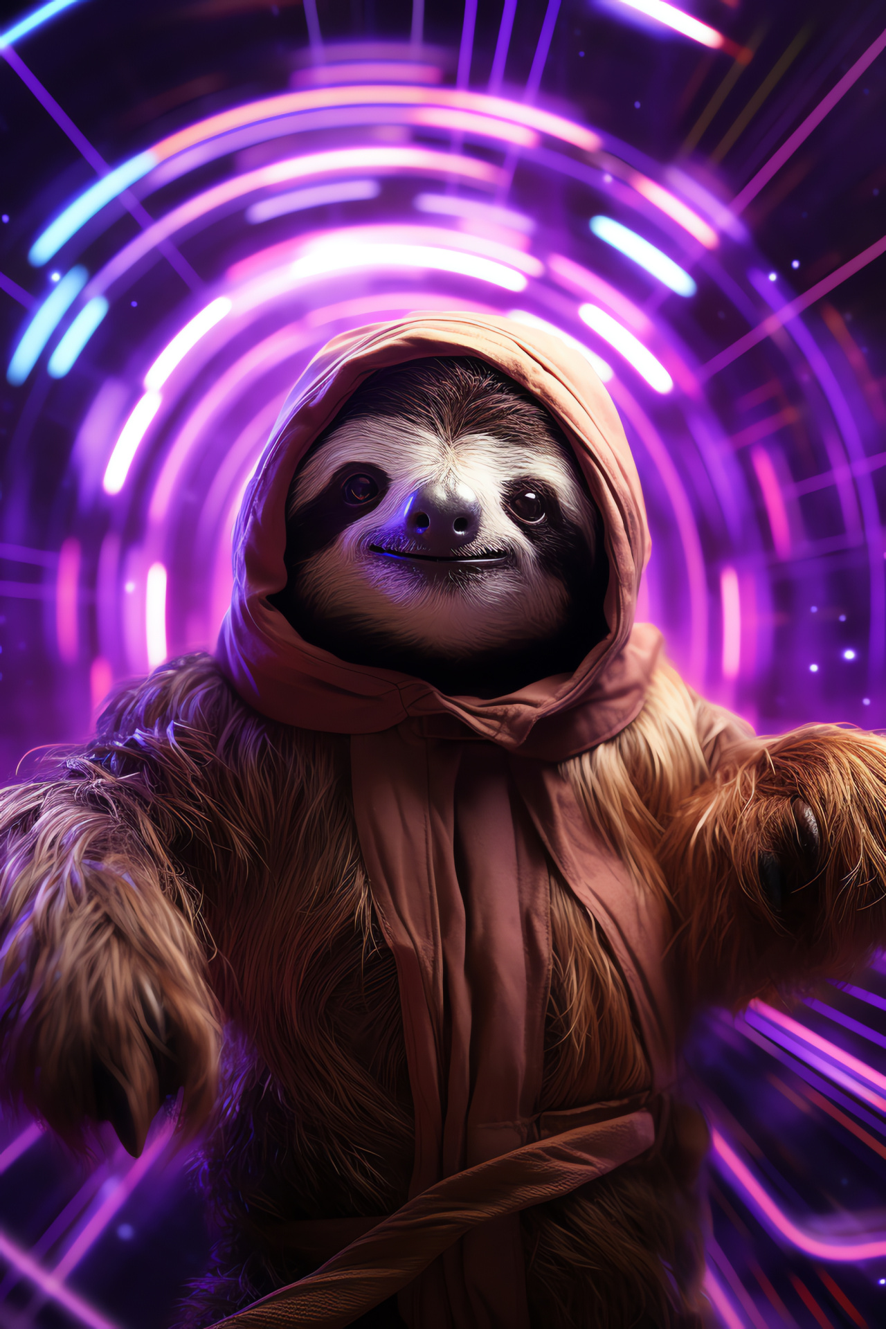 Slothstronaut voyage, restful pose, astral backdrop, serene cosmos, weightlessness, HD Phone Wallpaper