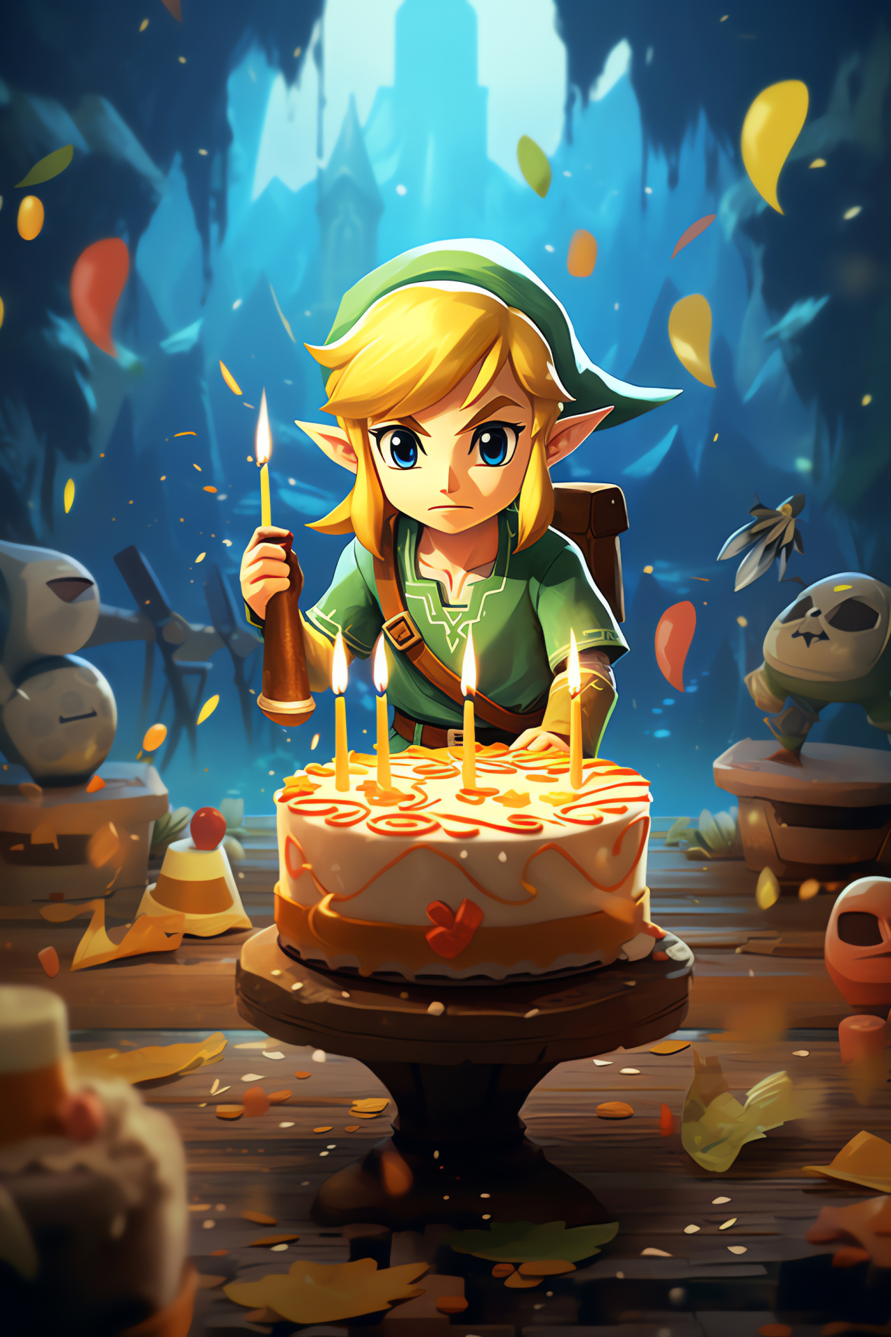 Zelda character, Royal crown accessory, Elf-like apparel, Legendary Nintendo game, Adventure saga, HD Phone Image
