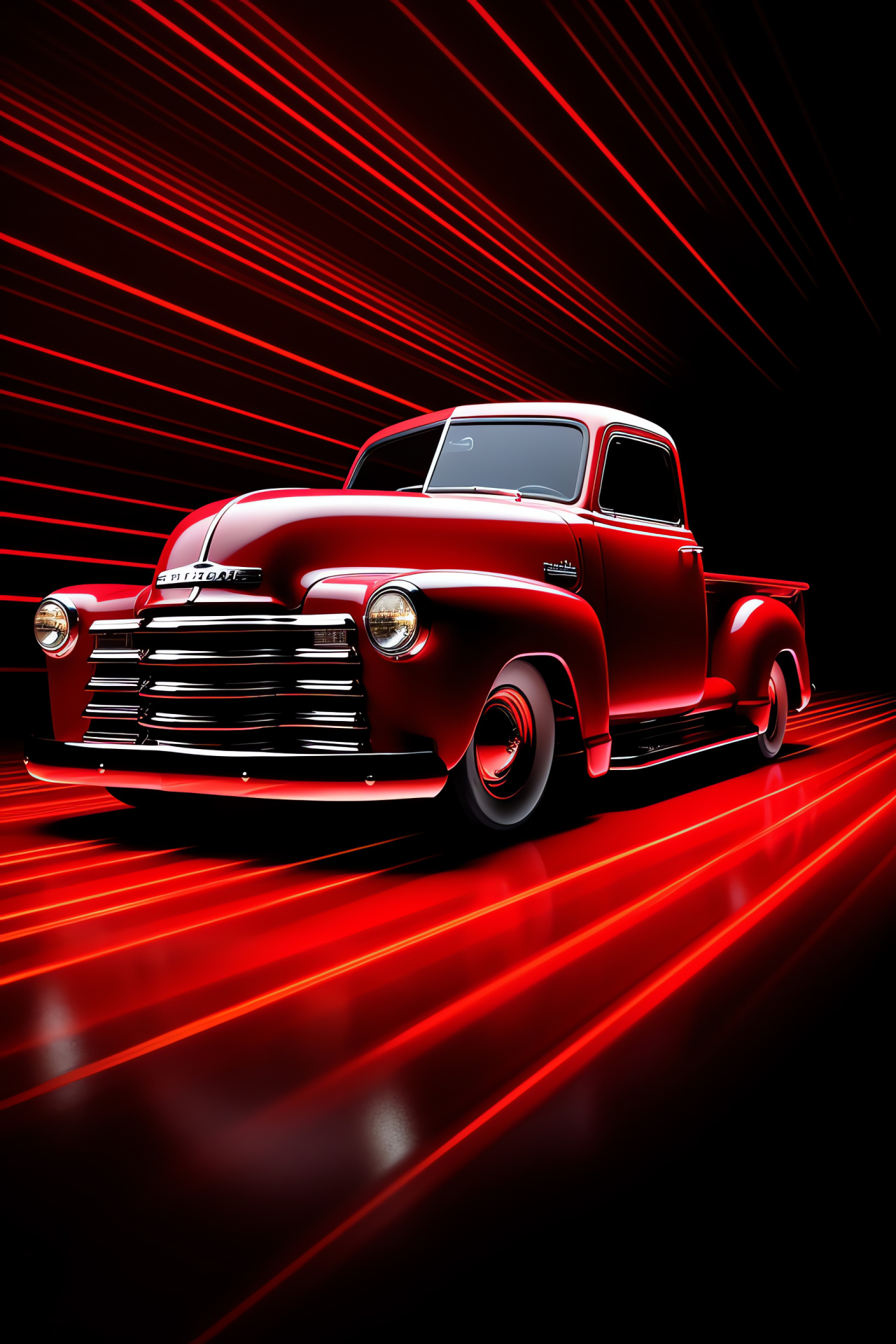 Chevrolet 3800 model, Classic truck side view, Auto collectors, Traditional design, Red Chevy, HD Phone Image