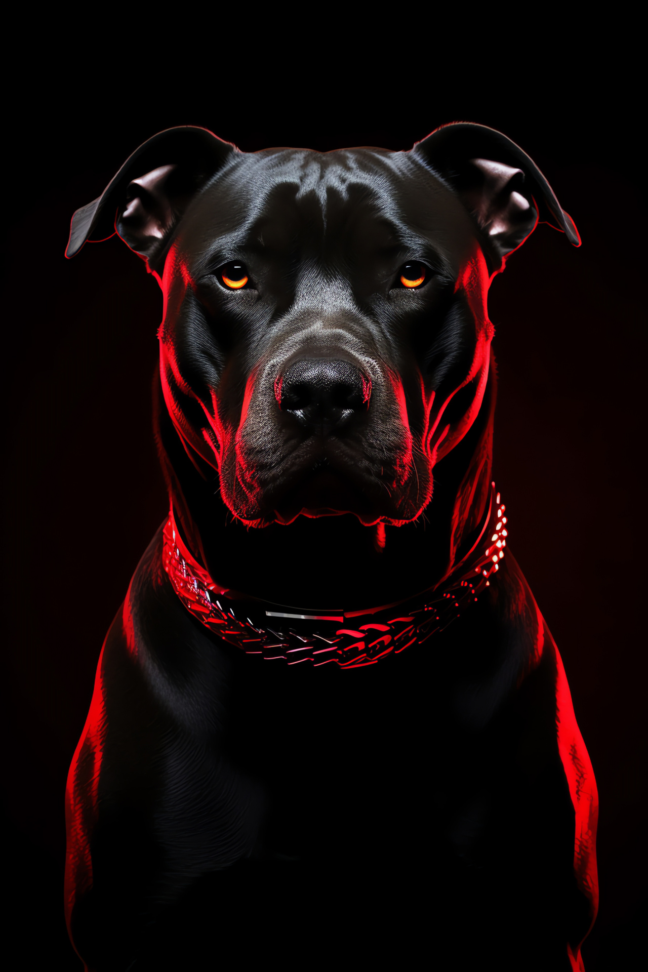 Elegant Pitbull dog, Black coat, Dedicated pet, Bright accessory, Modern design, HD Phone Wallpaper