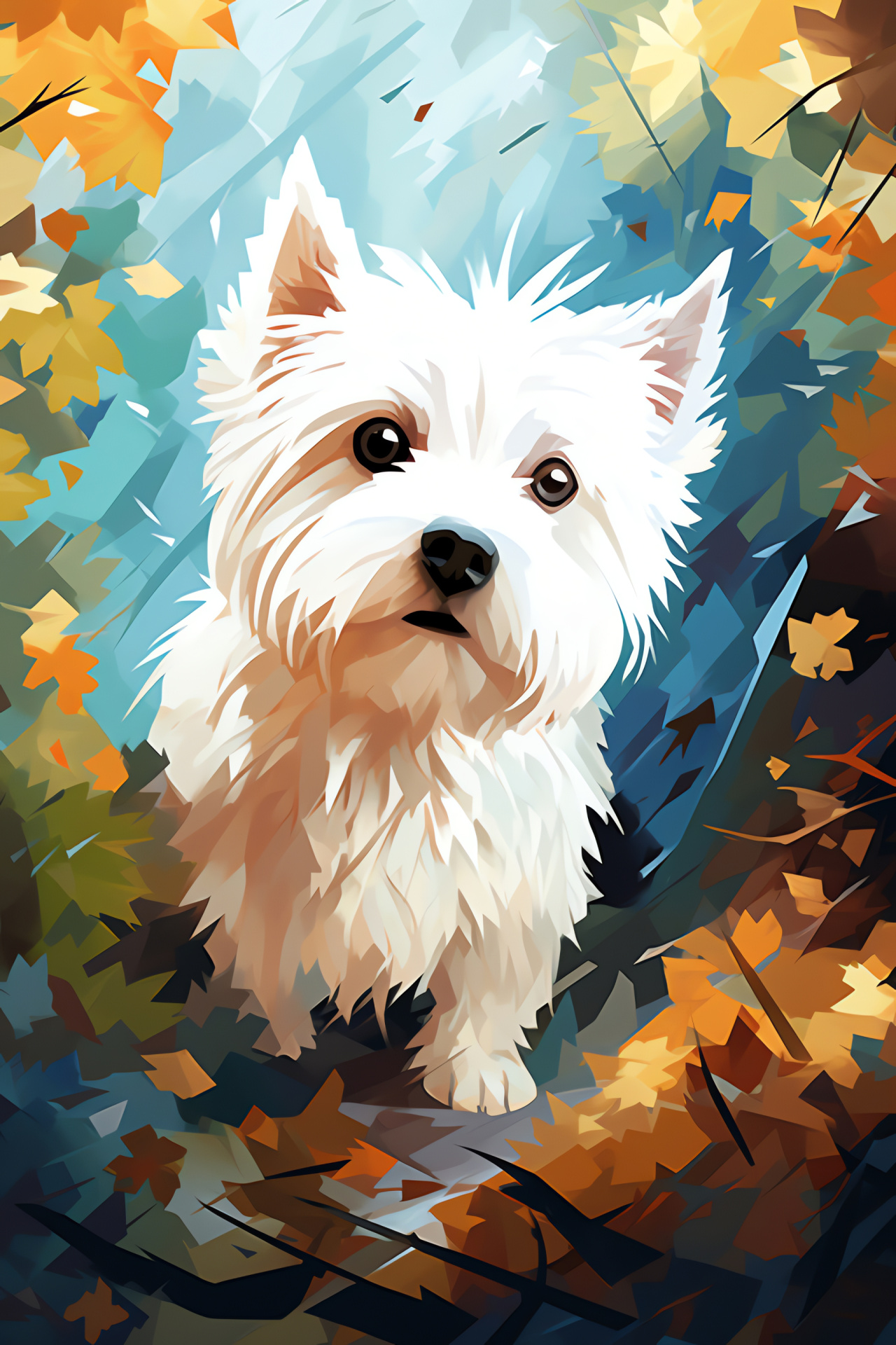 West Highland White Terrier, umber stare, manicured coat, pristine, aerial perspective, HD Phone Wallpaper