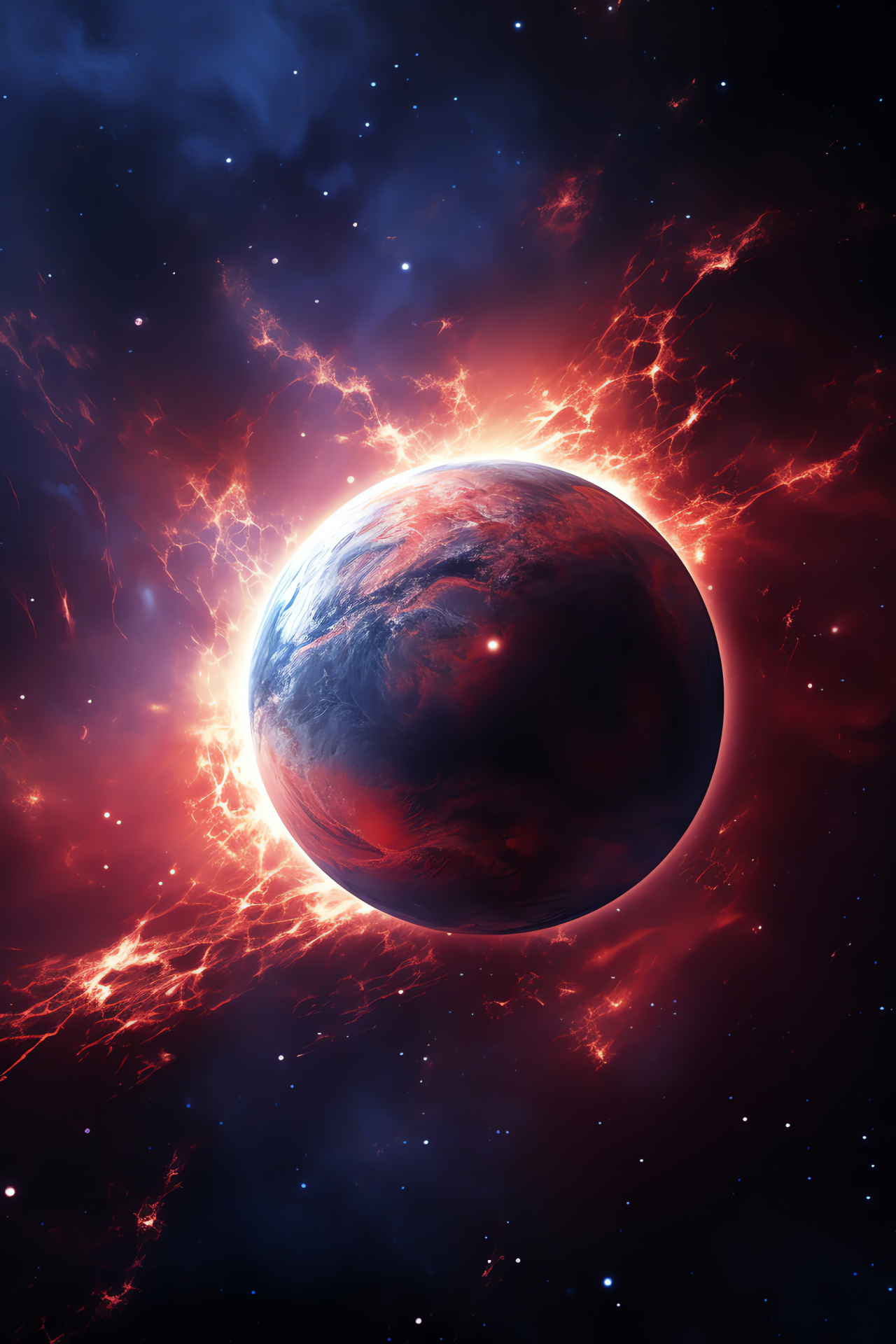 Planetary Art, Celestial Dust, Starry Rendition, Unique Planetary Features, Abstract Universe, HD Phone Wallpaper