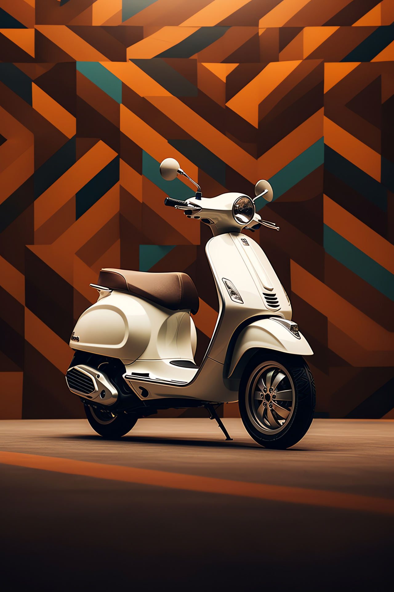 Vespa Primavera Touring, Side scooter view, Urban commute, Italian design, Patterned backdrop, HD Phone Wallpaper