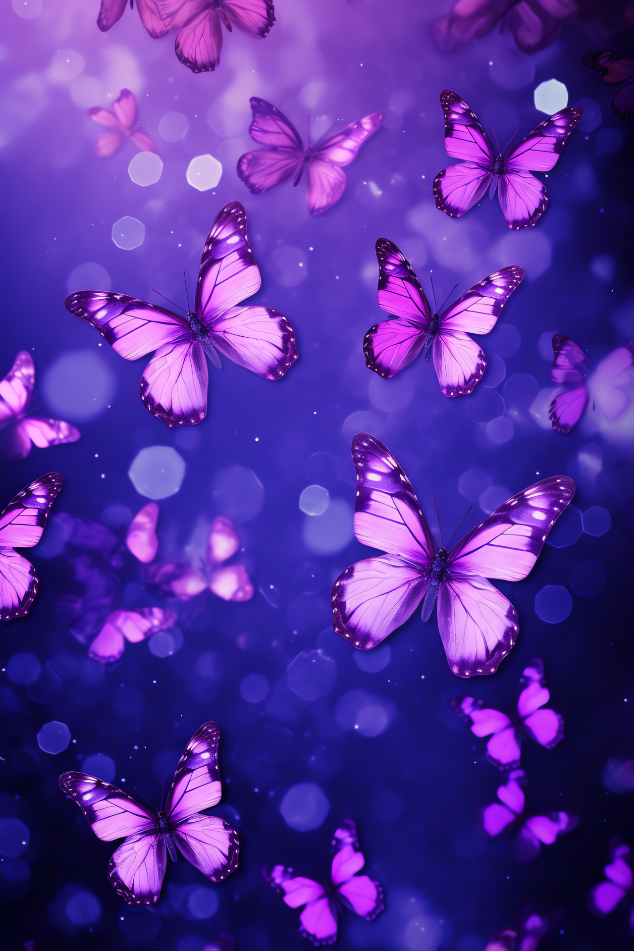 Shimmering Purple butterflies, Winged grace, Soft-hued background, Evening tint, Pink undertones, HD Phone Wallpaper