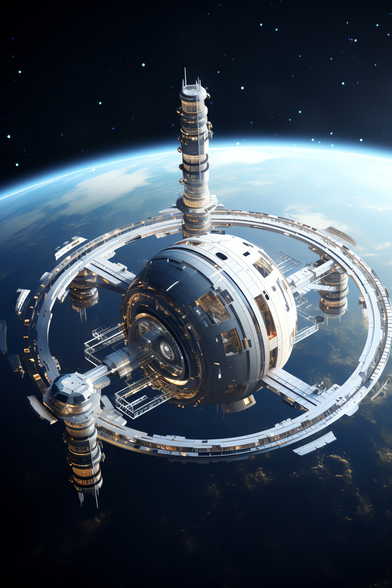 Orbital platform, Earth orbit, Space habitation, Connection nodes, Zero gravity occupation, HD Phone Image