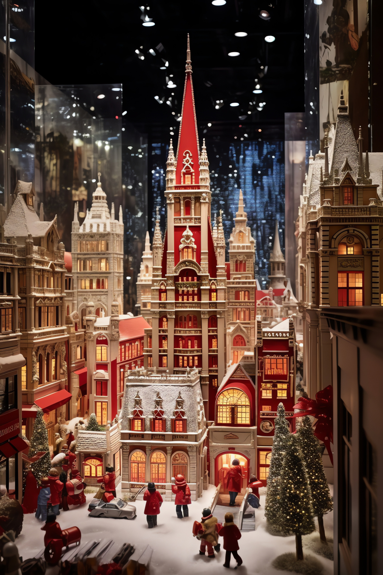 Macy's holiday scenery, New York Yuletide, Animated window fantasy, Santa Claus meet, Festive delight, HD Phone Wallpaper