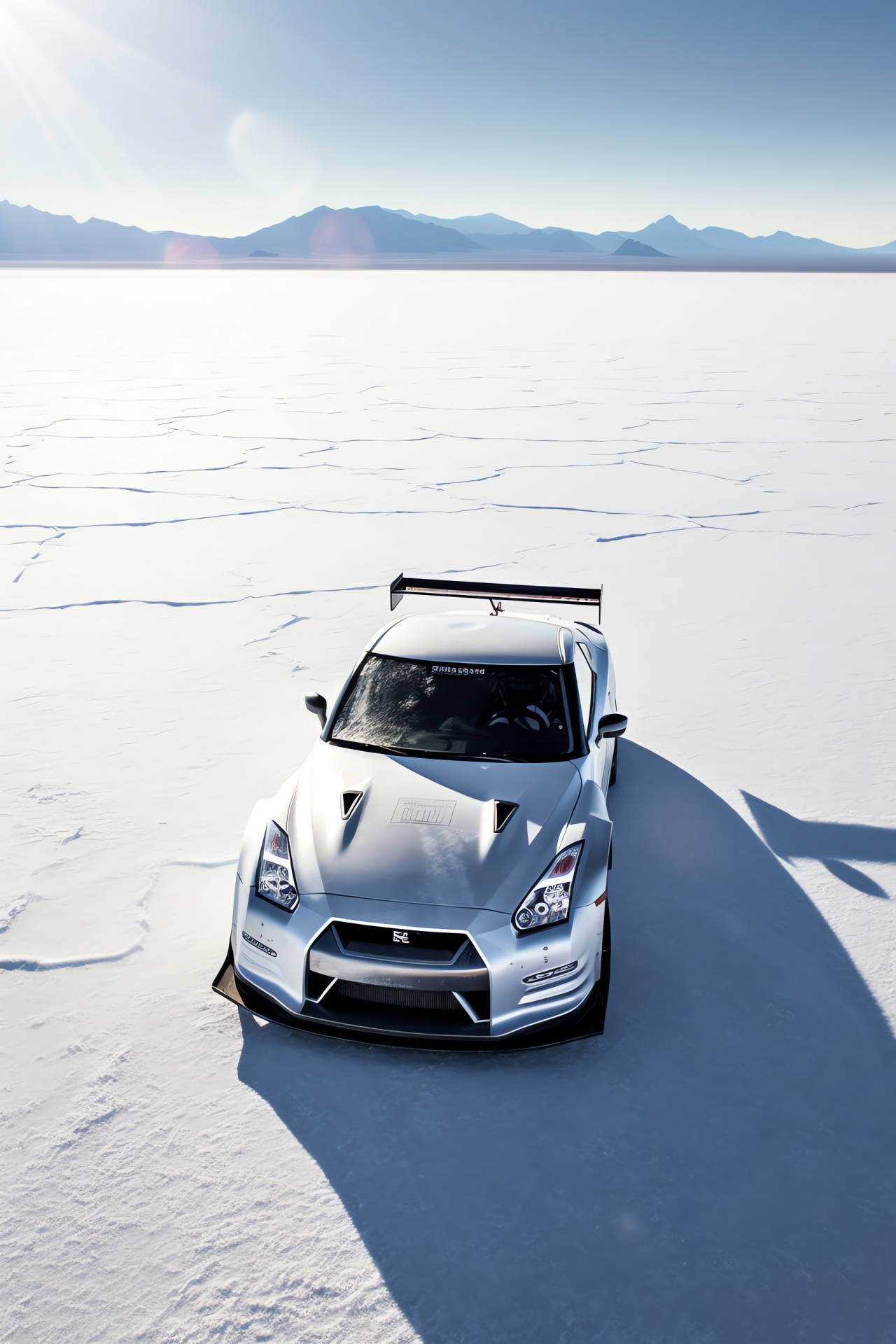 Nissan GTR R35 Bonneville, Salt flat racer, Groundbreaking speed, Superior modifications, Skyward perspective, HD Phone Wallpaper