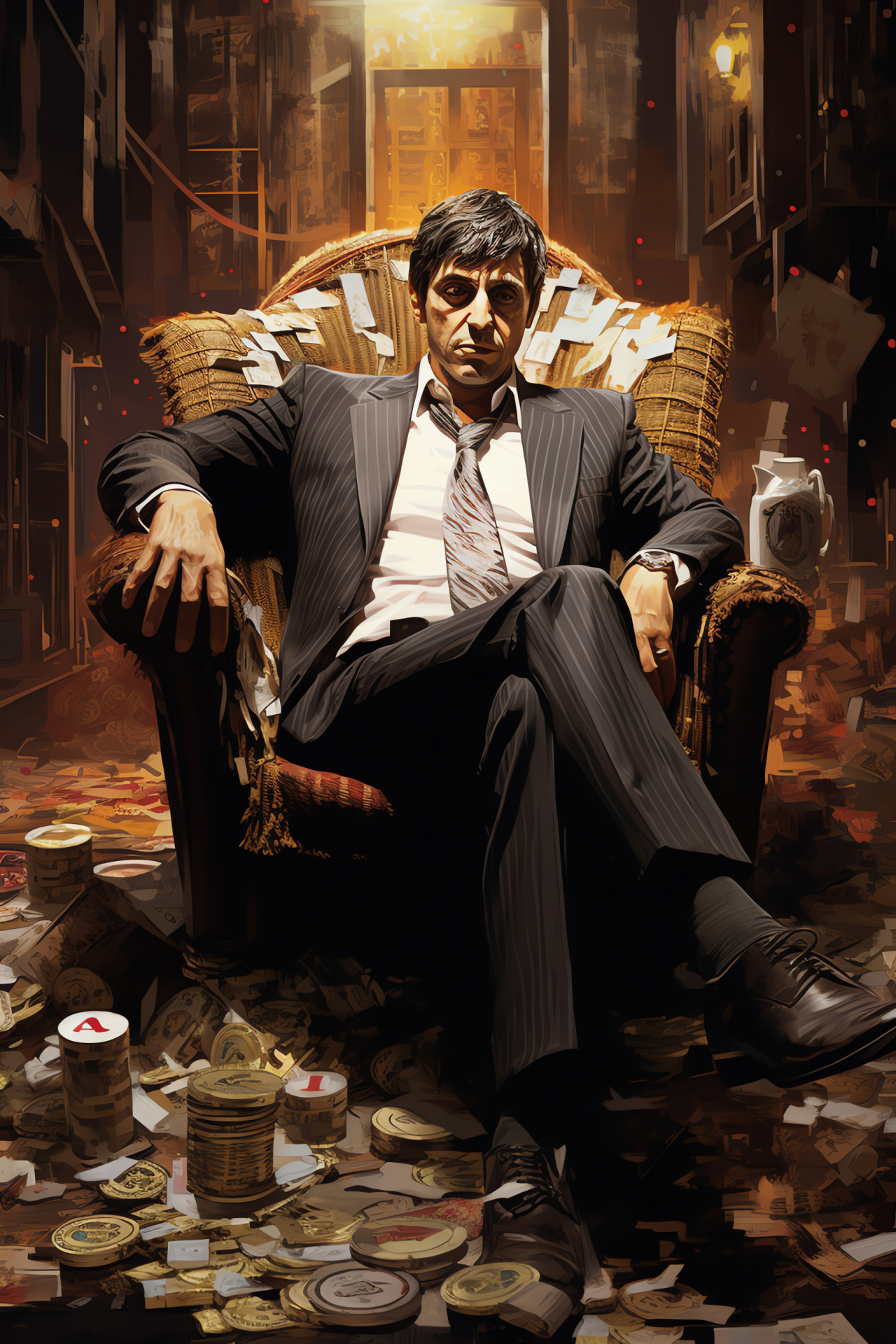 Tony Montana, Al Pacino, Crime film character, Gangster lifestyle, Money and power, HD Phone Wallpaper