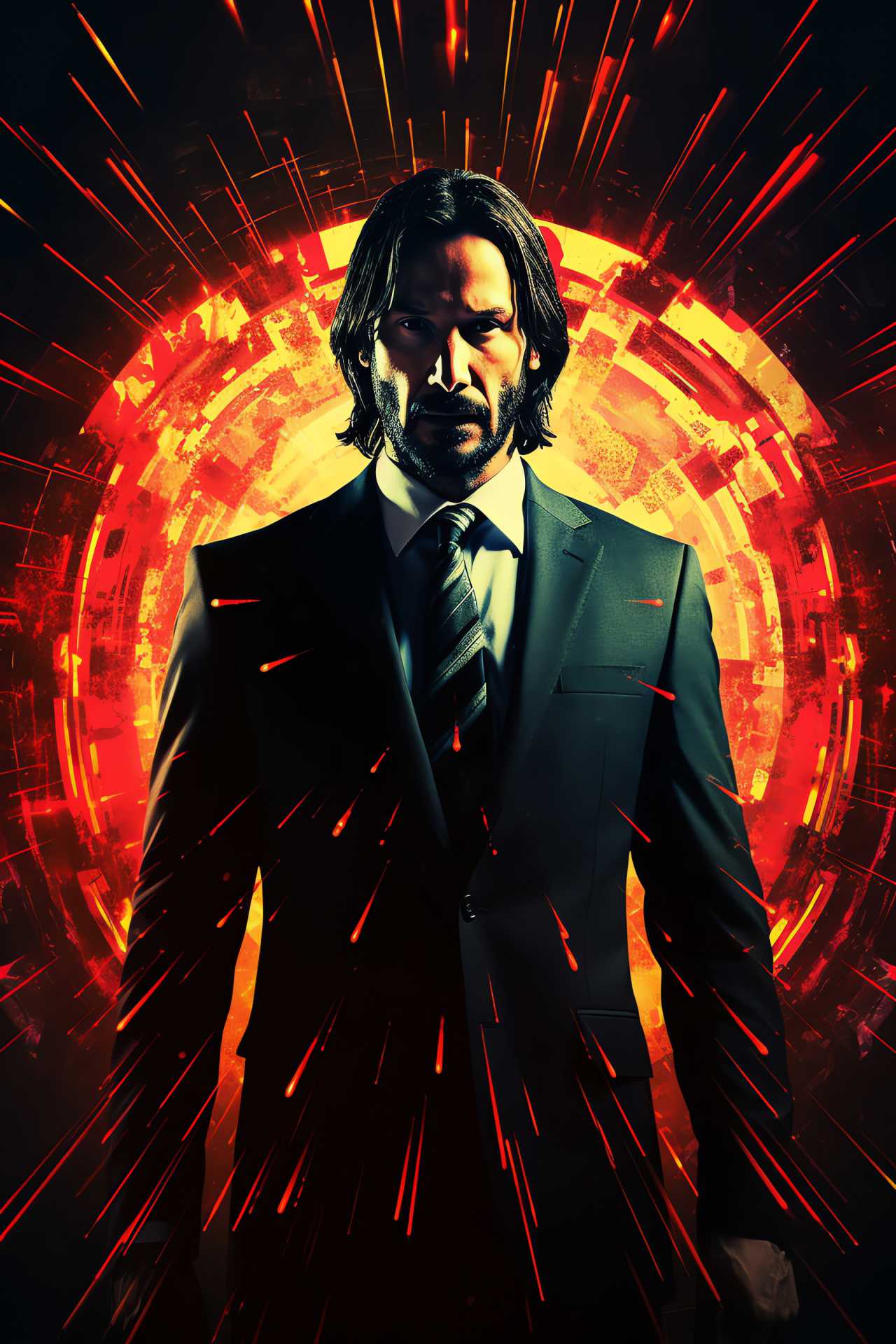 Assassin protagonist, John Wick role, Dark brown eyes, Concealed firearm, Assassin look, HD Phone Image