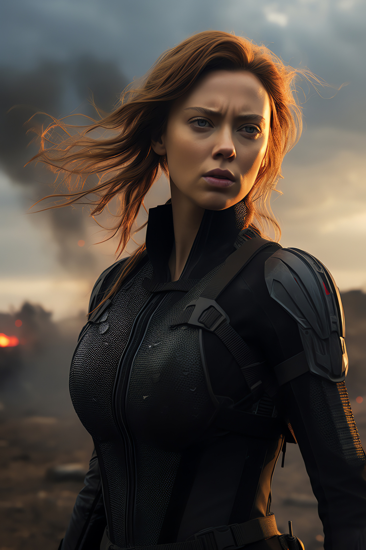 Scarlett Johansson Avengers, Black Widow bravery, Superhero ensemble, Galactic conflict, Combat suit, HD Phone Wallpaper