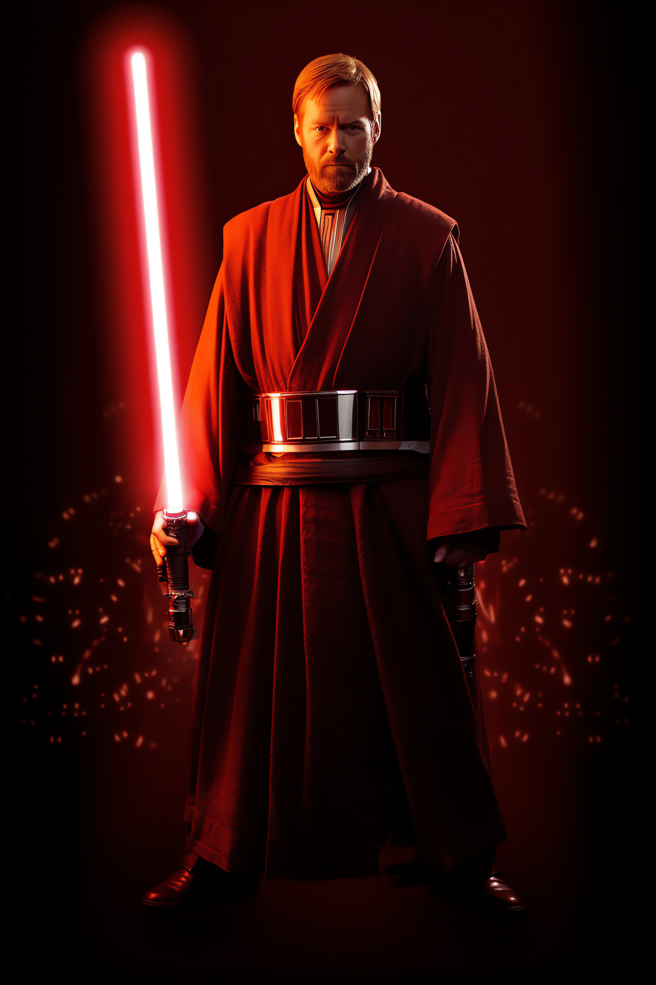 Jedi lore in cinema, Transmission effect, Holographic communication, Crimson detail, Obi Wan's meditation, HD Phone Wallpaper