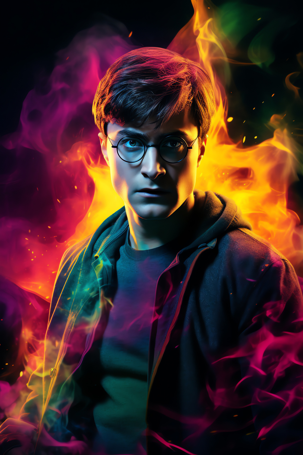 Wizard Rebel Harry Potter, Green-eyed sorcerer, Mahogany wand, Hogwarts bravery, Focused visage , HD Phone Wallpaper