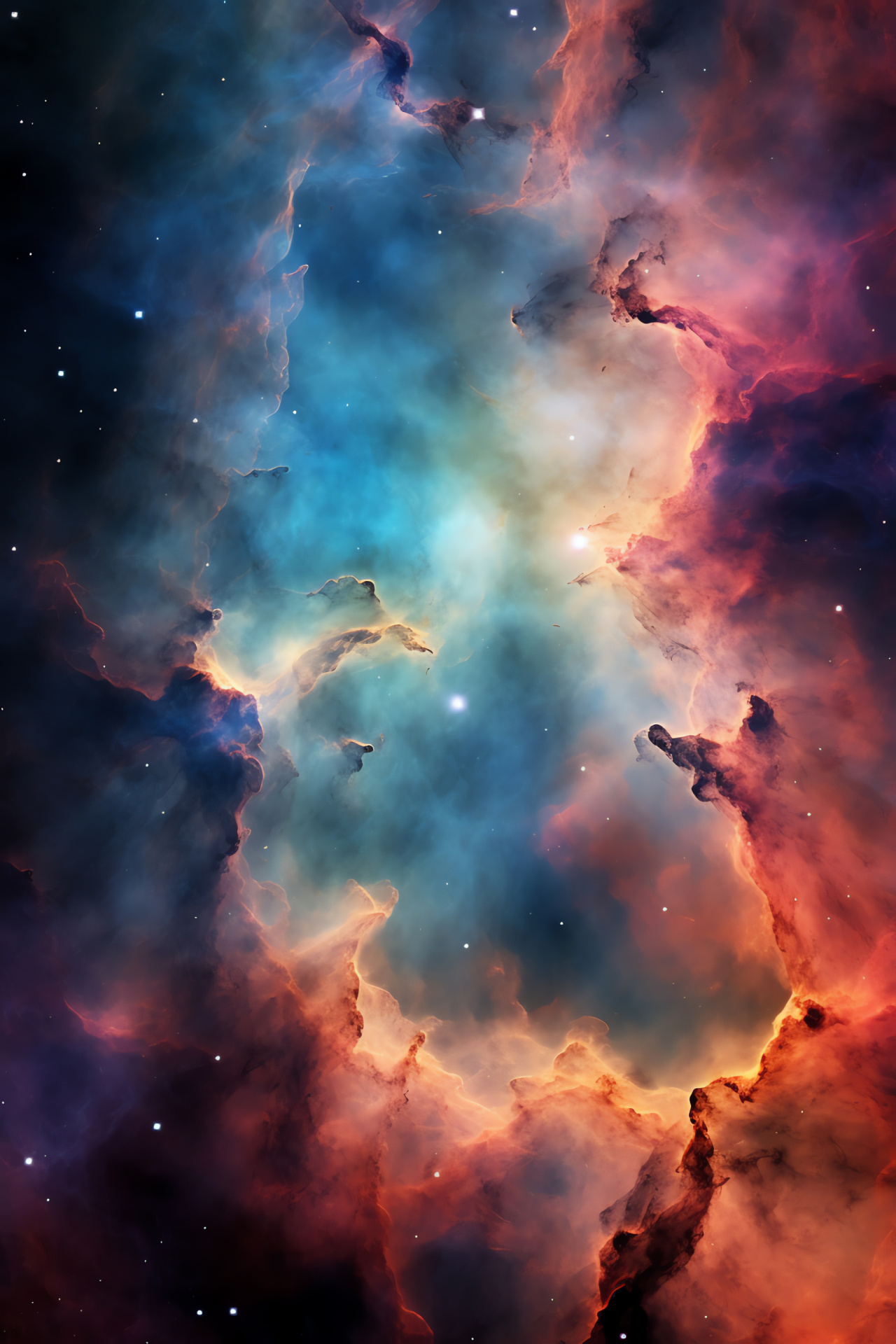 Carina star creation, Nebulous vibrancy, Celestial structures, Stellar nursery grandeur, Interstellar genesis, HD Phone Image