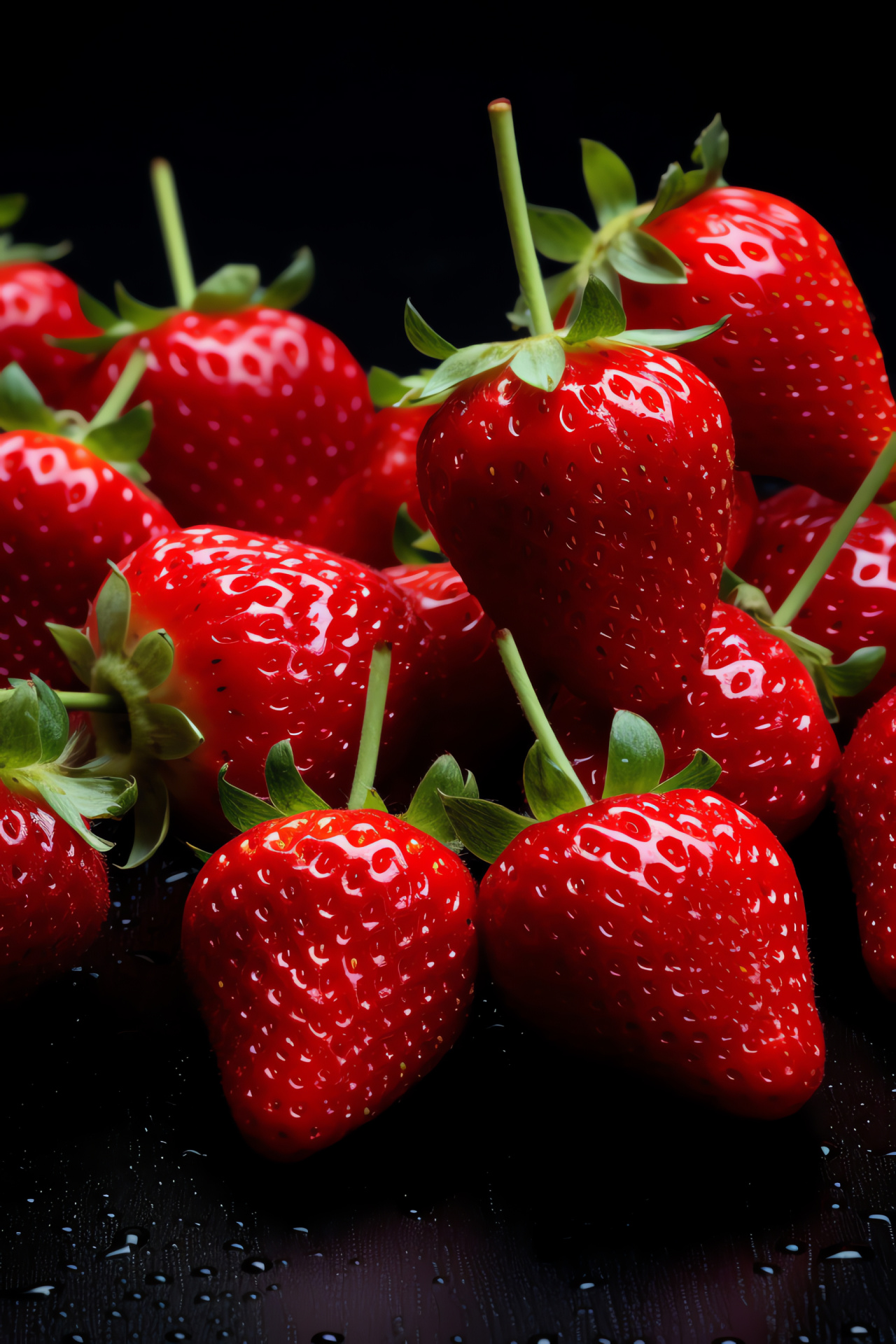 Vivid strawberries, Optimal ripeness, Shiny exterior, Tiny achenes, Berry collection, HD Phone Image