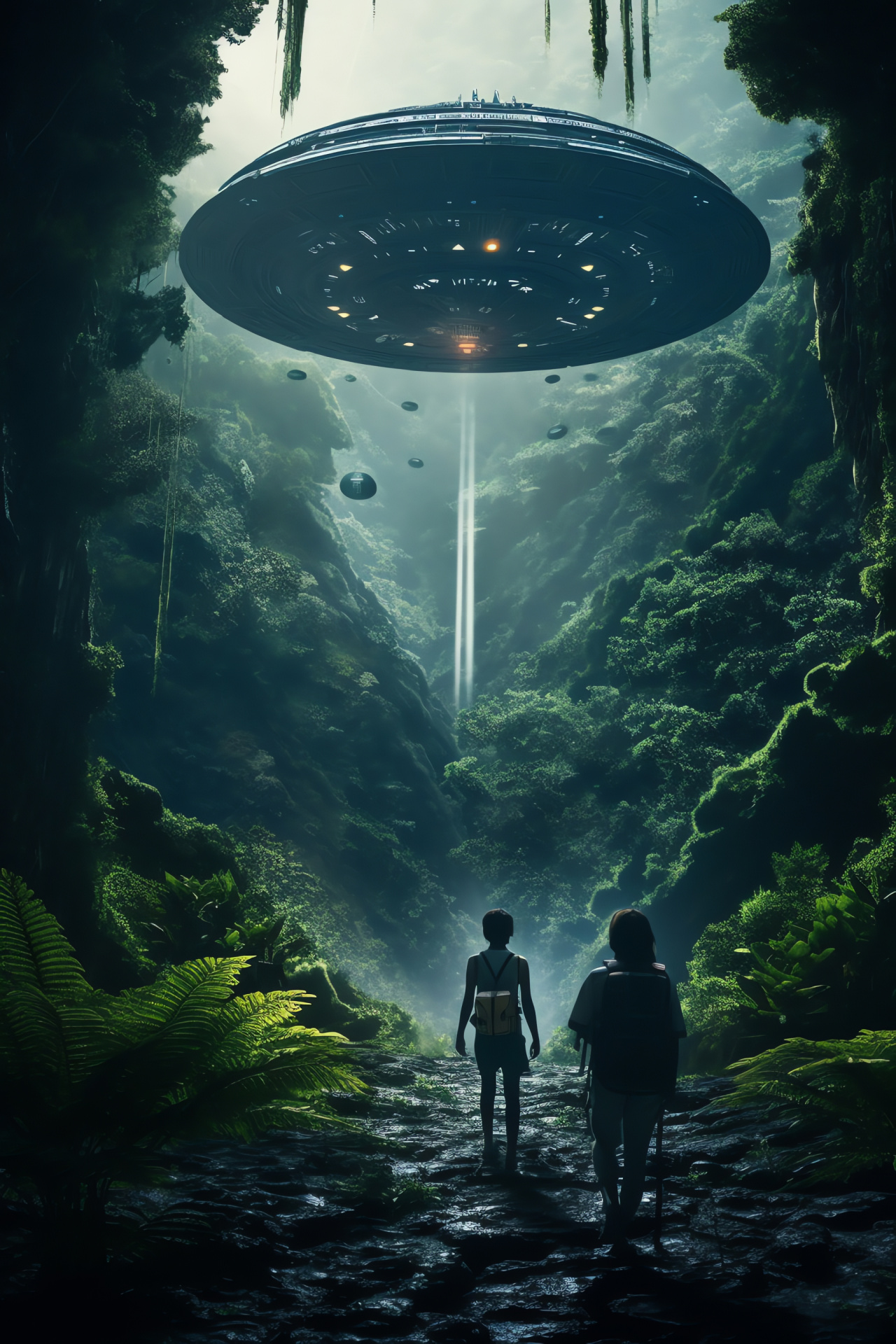 Galactic explorers' vessel, Starry exploration, Foreign orb, Exotic foliage, Alien terrain, HD Phone Wallpaper