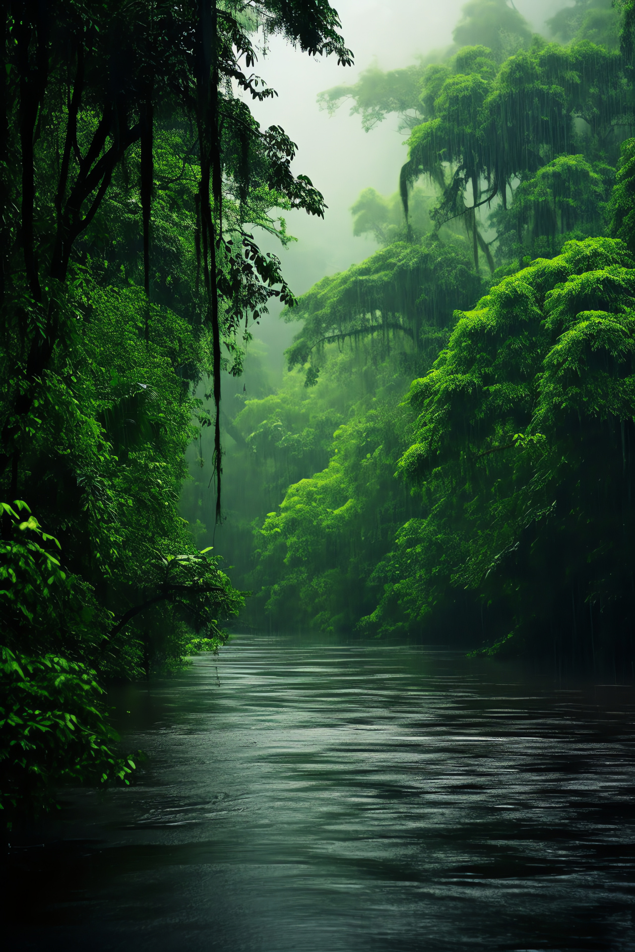 Amazon rainforest, Tropical ecosystem, Dense tree canopy, River basin, Biodiversity hotspot, HD Phone Image