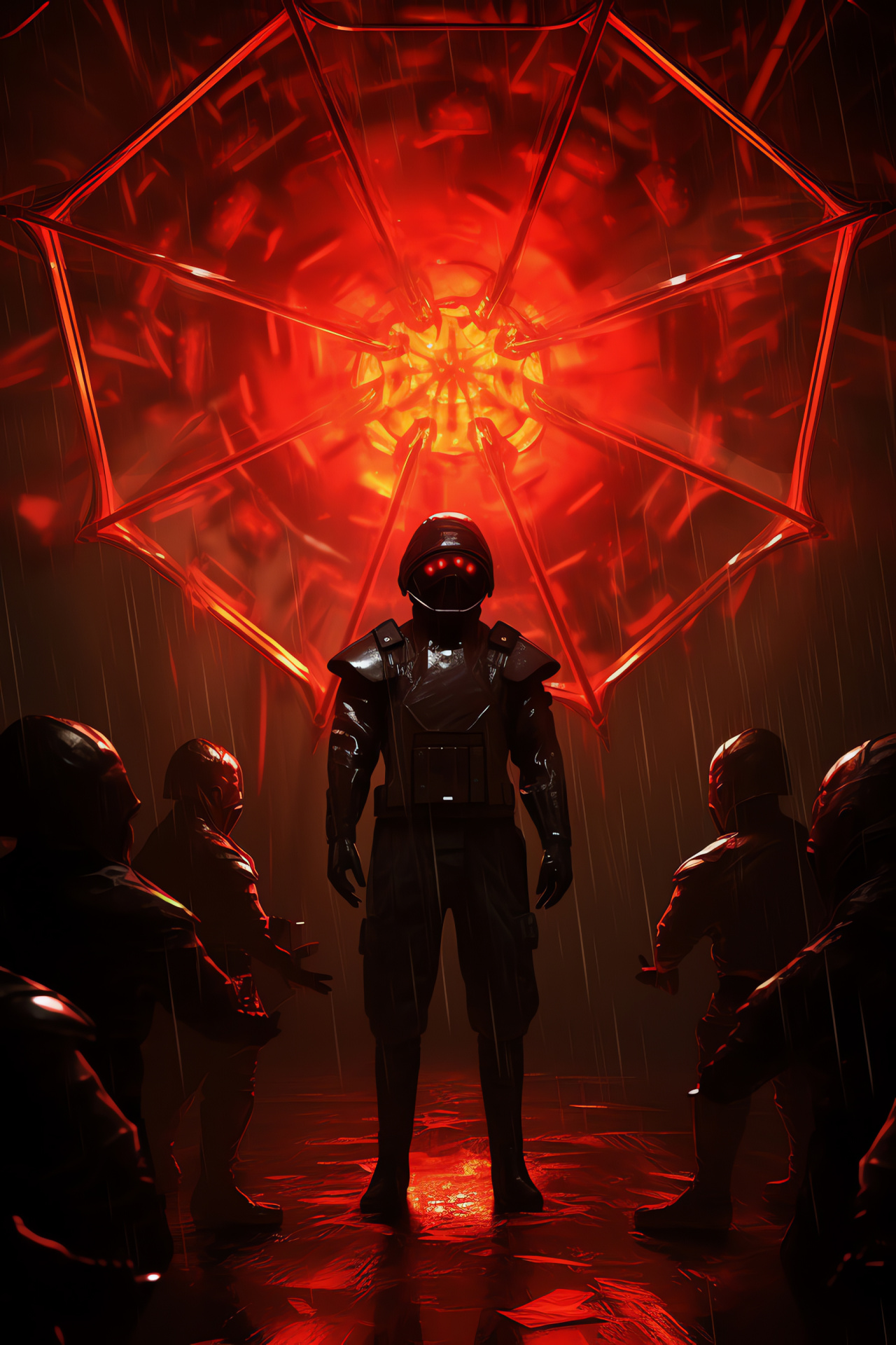Umbrella Corporation, Tyrant experiment, secured containment, enhanced bioweapon, emergency alarm ambiance, HD Phone Image