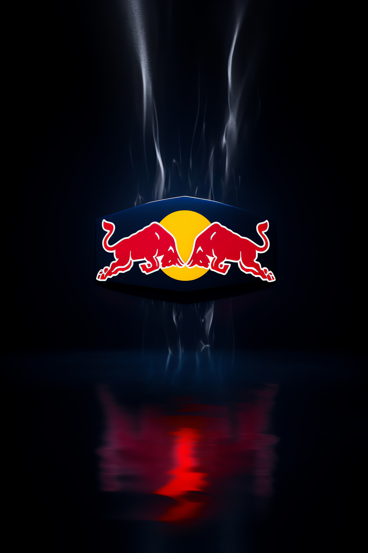 Branded energy graphic, Red Bull emblem, Staring bull icon, Active posture representation, Carbonated beverage can, HD Phone Wallpaper