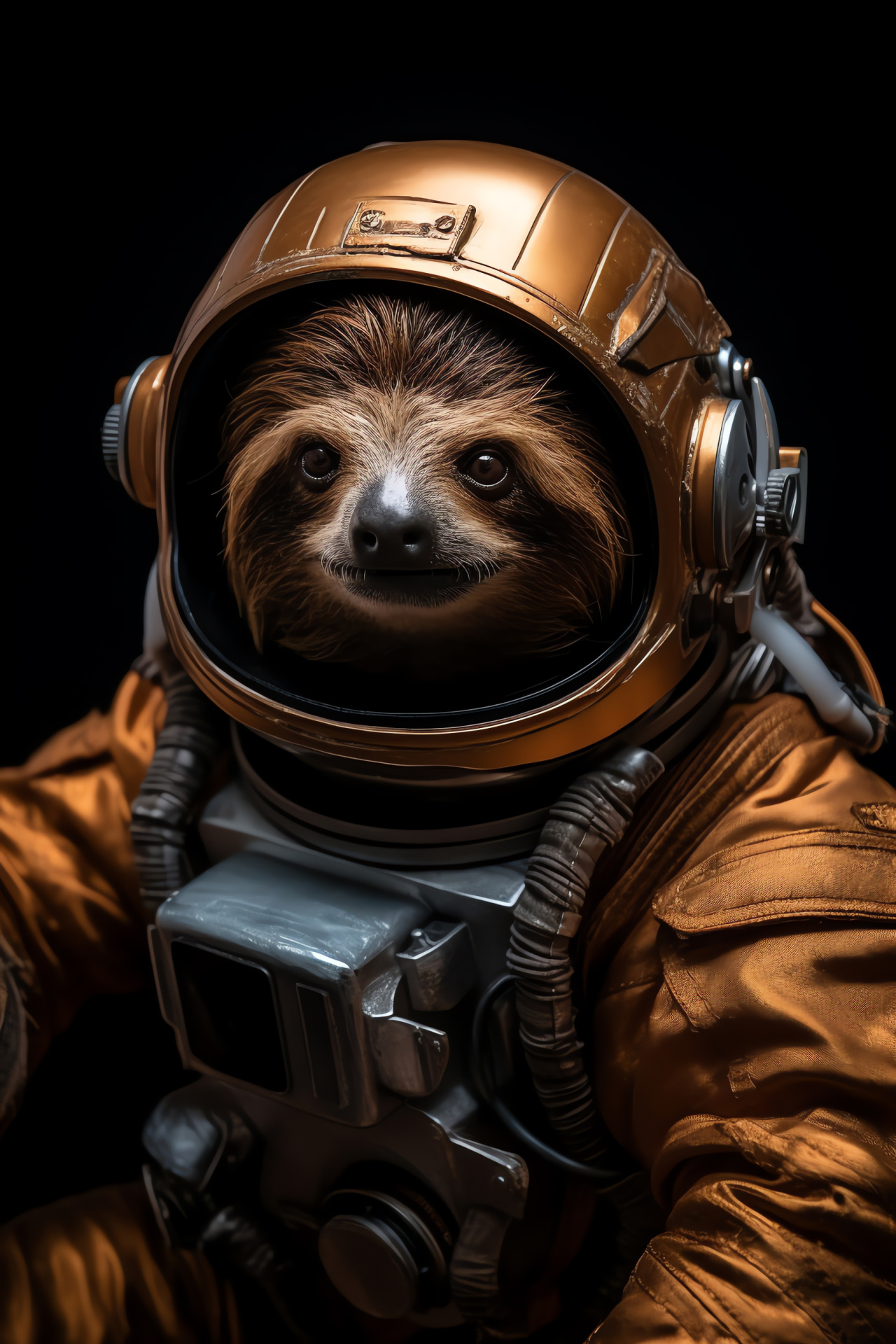 Space venturer sloth, Cosmonaut gear, Animal astronaut fantasy, Celestial backdrop, Deep-space ambiance, HD Phone Wallpaper