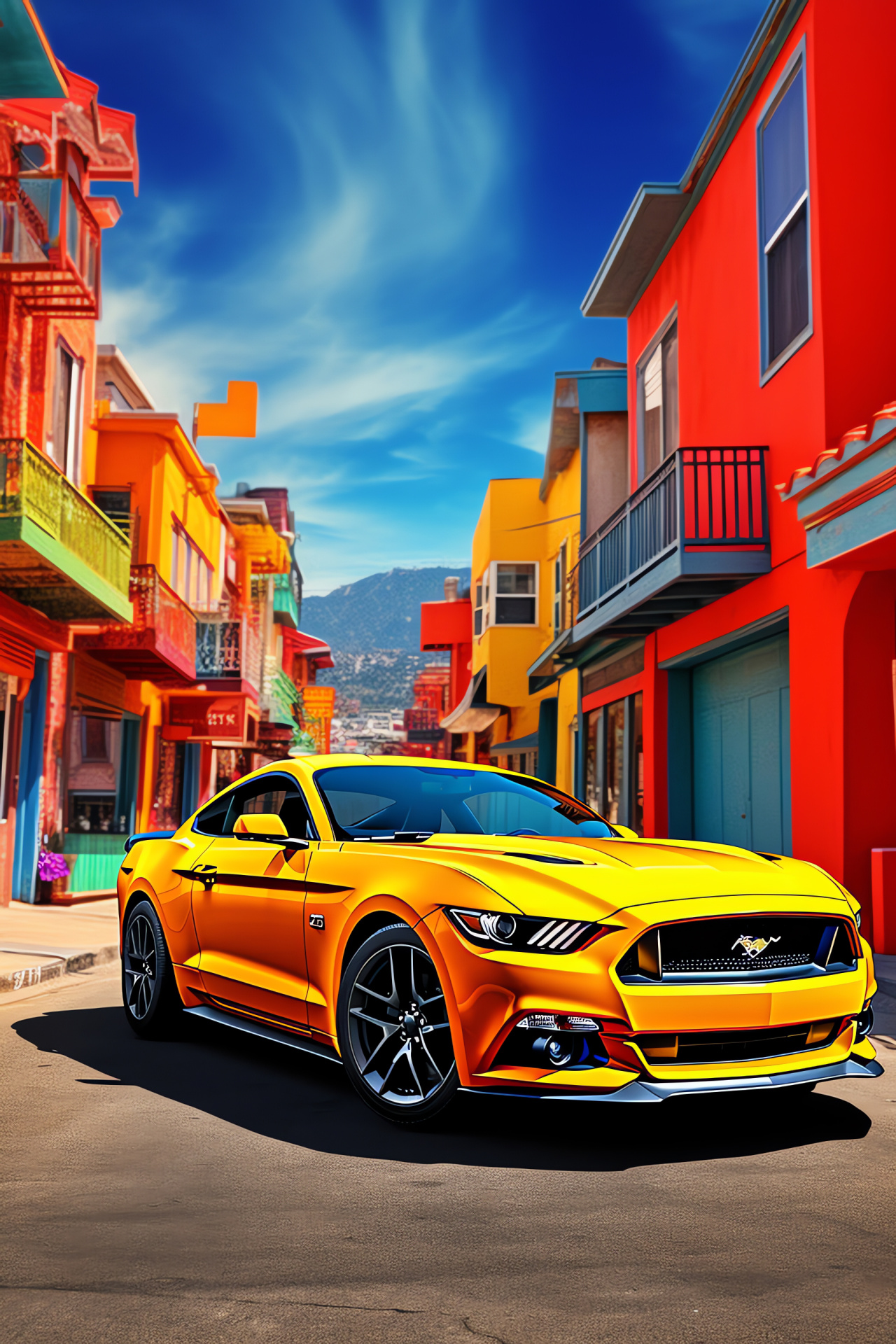 Ford Mustang, Backdrop of vibrancy, Mustang boldness, American car character, Muscle car, HD Phone Wallpaper