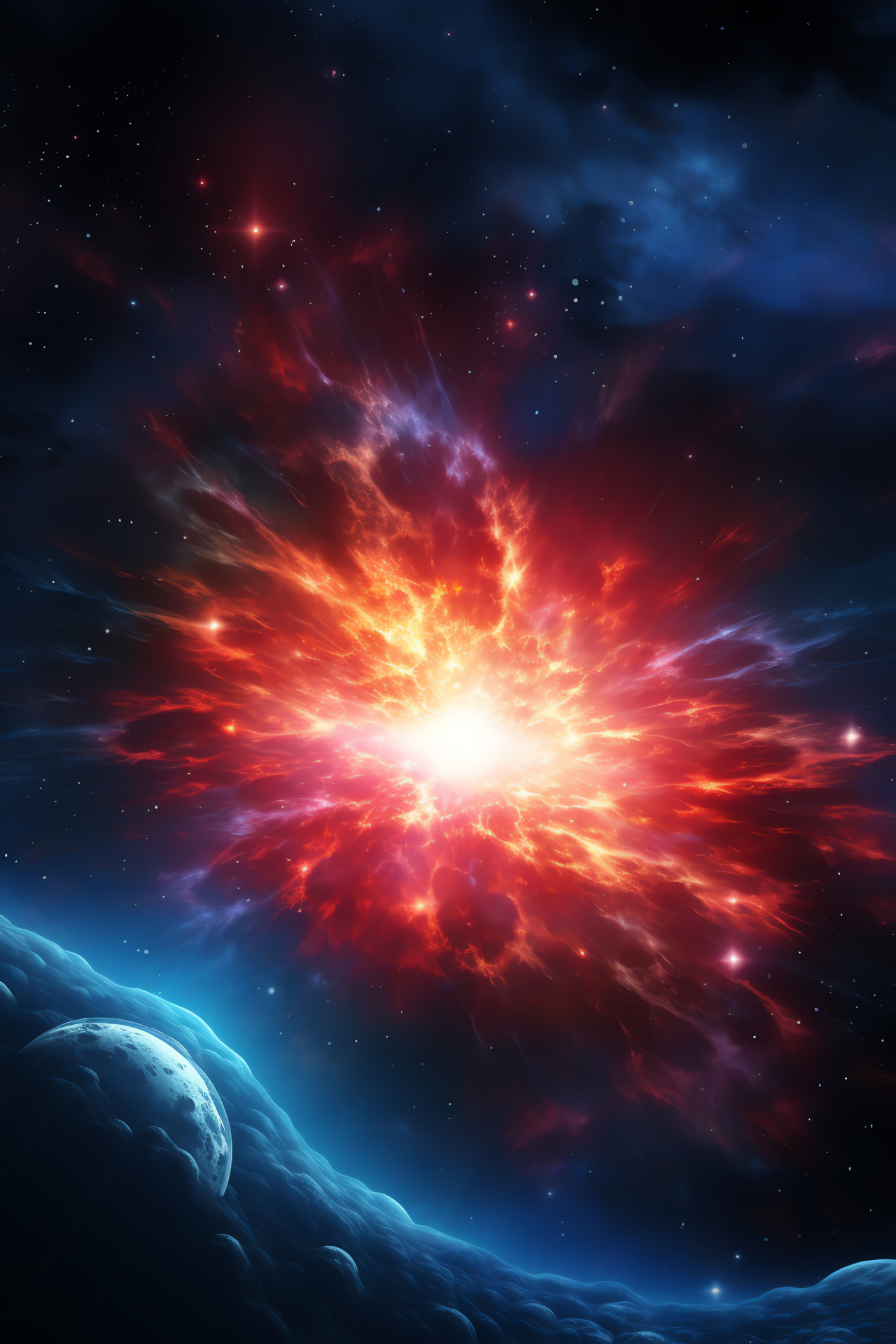 Supernova destruction, Stellar explosion, Galactic core, Nebular illumination, Star fragments, HD Phone Wallpaper