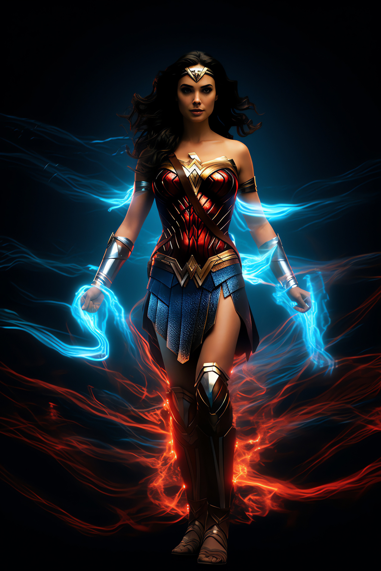 Amazonian warrior, Diana Prince, Brilliant blue eyes, Ancient weaponry, Truth-seeking lasso, HD Phone Image