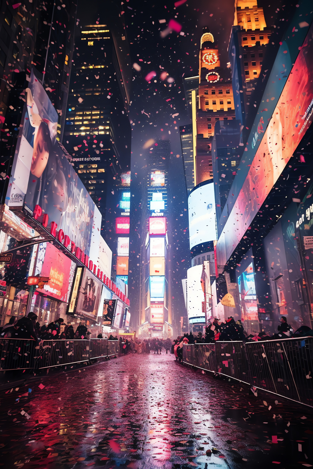 Celebratory Midnight moment, NYC festivities, Countdown tradition, Festive lights, Crowd enthusiasm, HD Phone Wallpaper