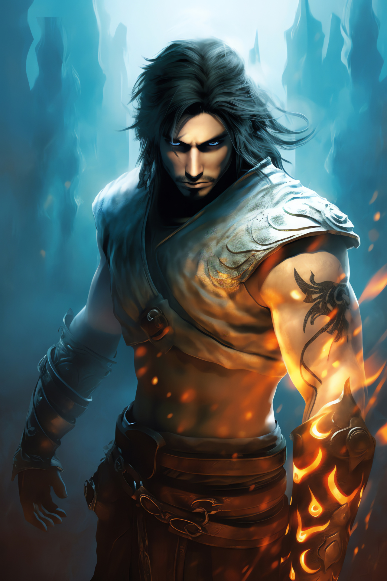 Prince of Persia, captivating stare, heroic stance, monochromatic scheme, stark silhouettes, HD Phone Wallpaper